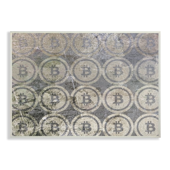 Stupell Industries Bitcoin Pattern on Surface Typography Painting Unframed Art Print Wall Art, 10 x 15