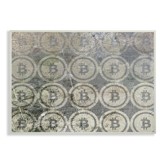 Stupell Industries Bitcoin Pattern on Surface Typography Painting Unframed Art Print Wall Art, 13 x 19