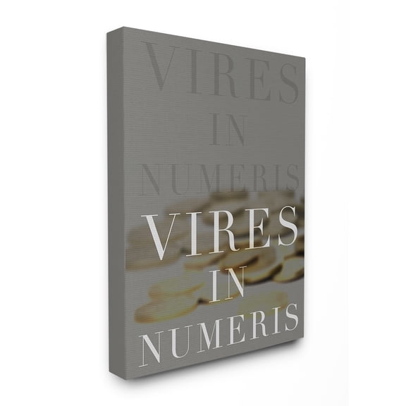 Stupell Industries Bitcoin Vires in Numeric Typography Painting Gallery Wrapped Canvas Art Print Wall Art, 16 x 20