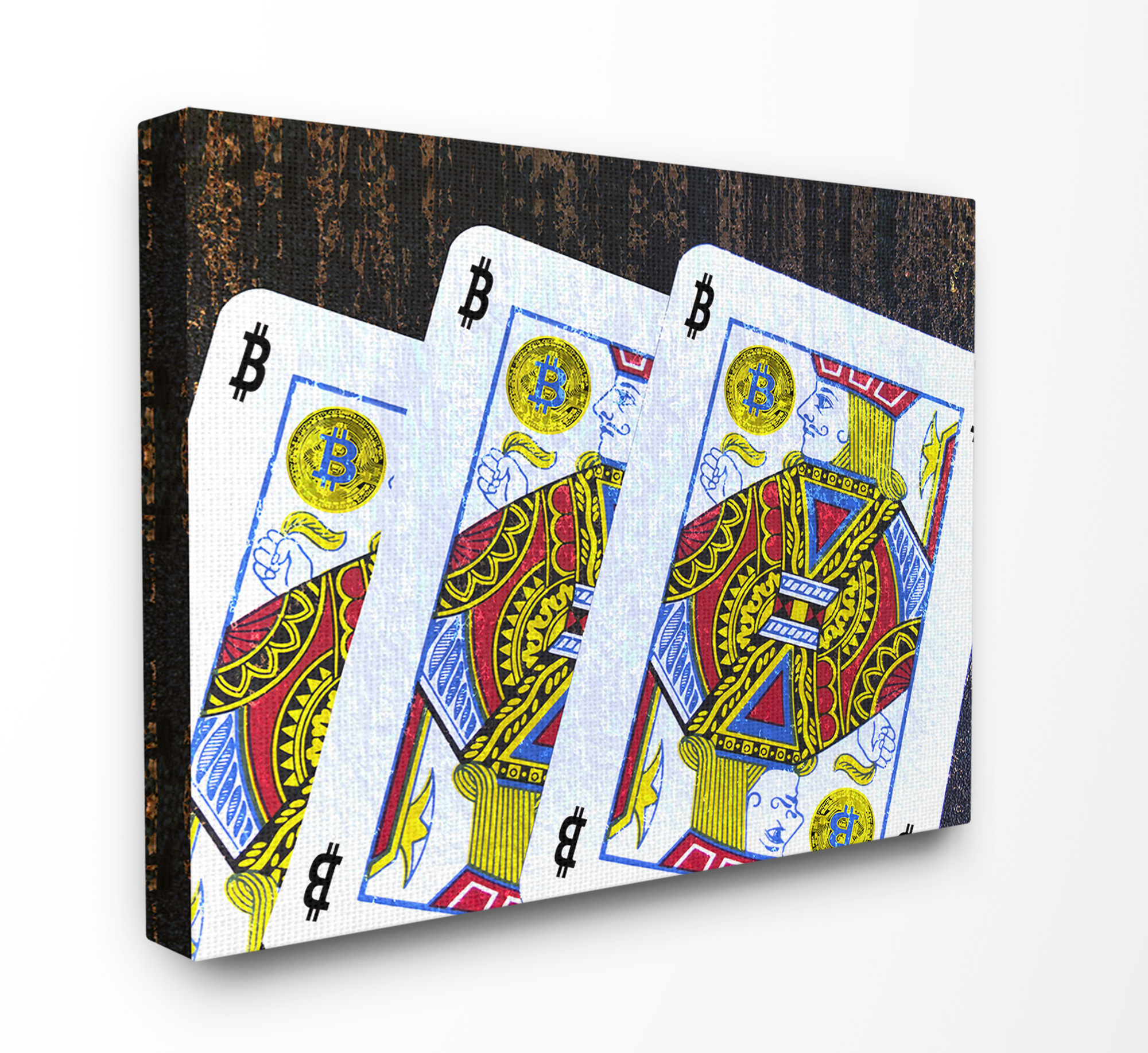 Stupell Industries Bitcoin on Playing Cards Typography Painting Gallery Wrapped Canvas Art Print Wall Art, 30 x 40