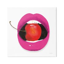 Stupell Industries Biting Cherry Lips Food & Beverage Painting Gallery Wrapped Canvas Print Wall Art, 17 x 17