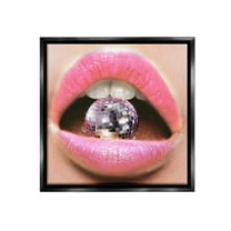 Stupell Industries Biting Disco Ball Novelty Painting Black Floater Framed Canvas Art Print Wall Art, 18 x 18