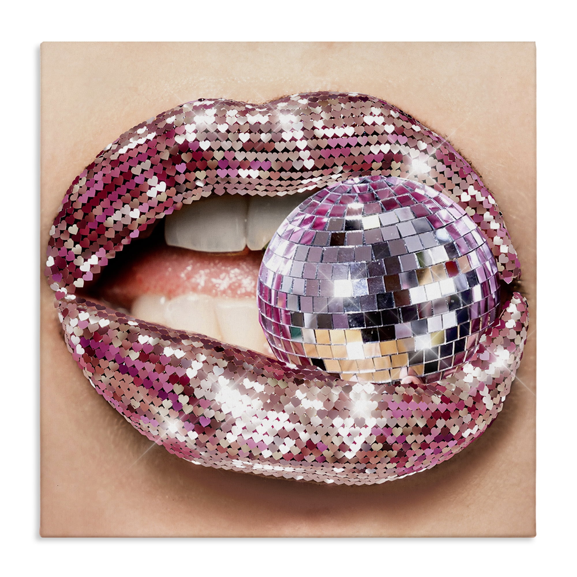 Stupell Industries Biting Disco Ball Novelty Painting Gallery Wrapped Canvas Art Print Wall Art, 24 x 24