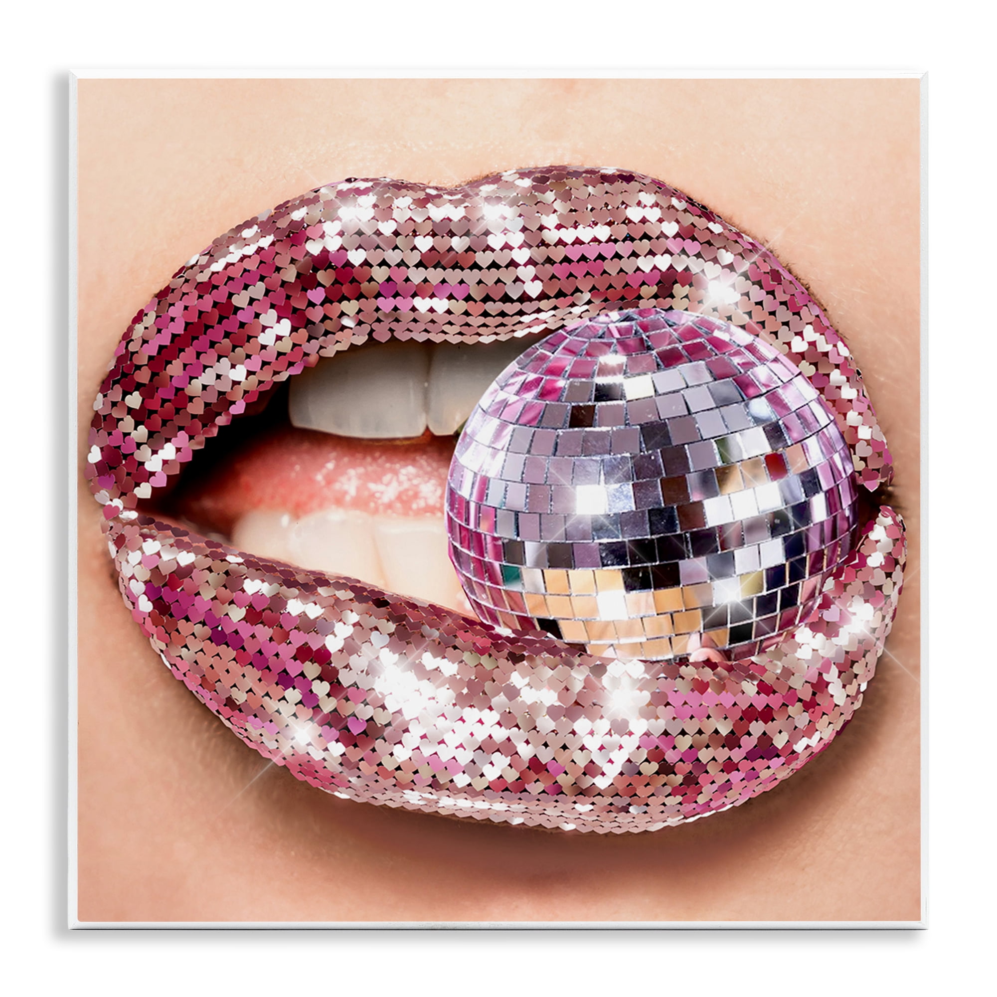 Stupell Industries Biting Disco Ball Novelty Painting Unframed Art Print Wall Art, 12 x 12