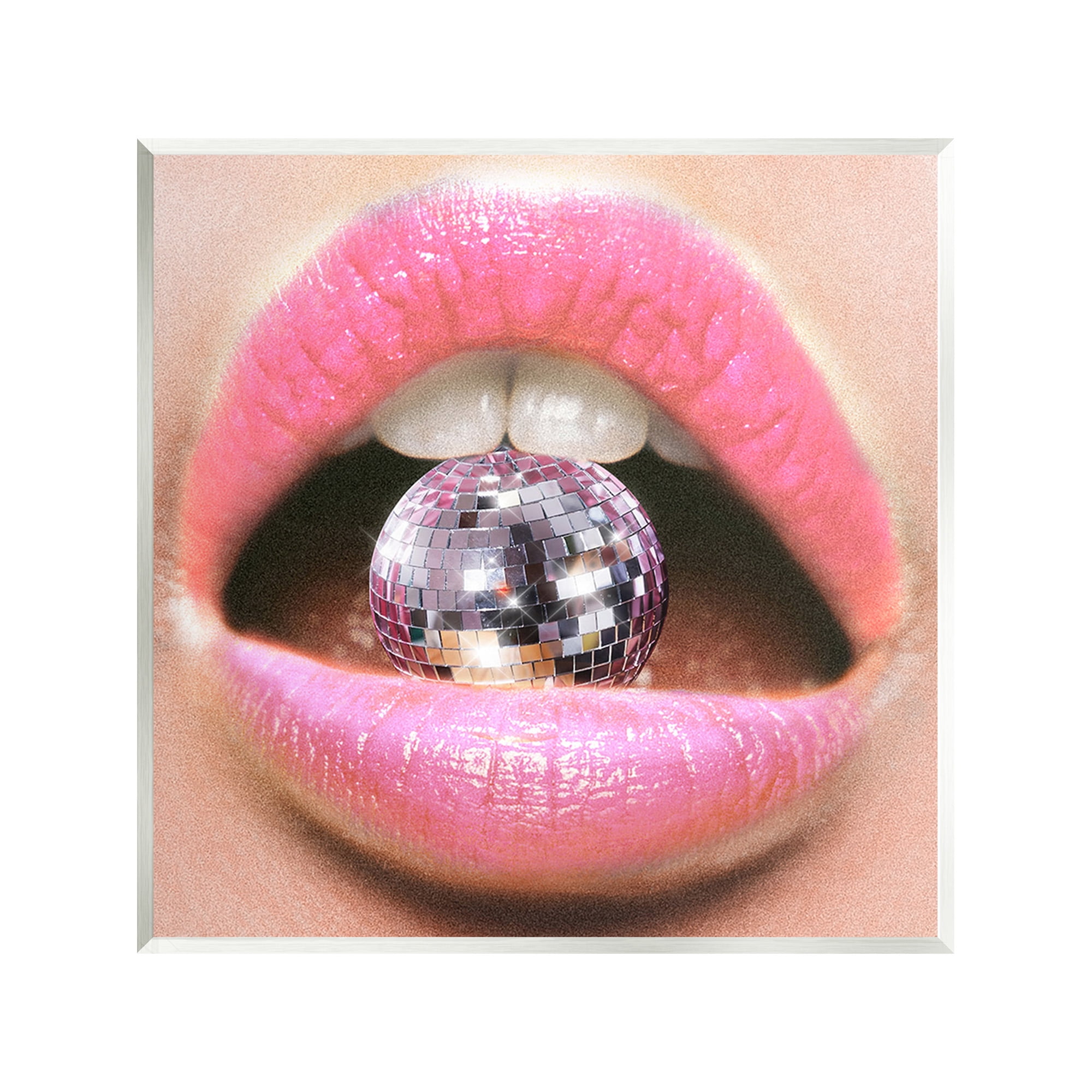 Stupell Industries Biting Disco Ball Novelty Painting Unframed Art Print Wall Art, 12 x 12