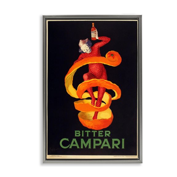 Stupell Industries Bitter Campari Advertisement Gray Framed Floater Canvas Wall Art design by Marcus Jules, 31 x 21
