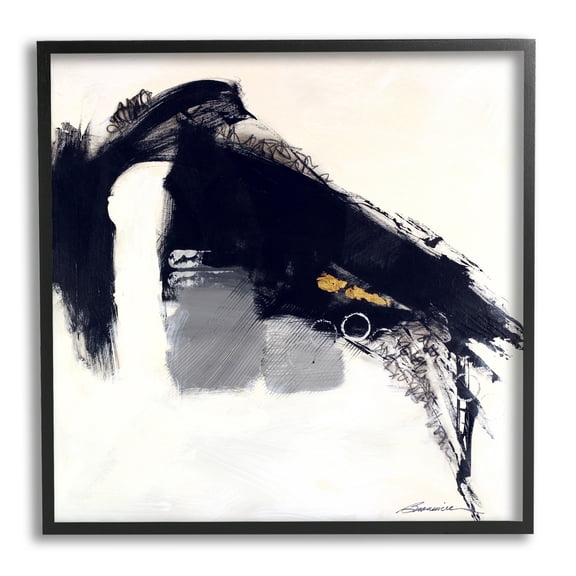 Stupell Industries Black Abstract Scribble Lines Circle Shape Detail Painting Black Framed Art Print Wall Art, Design by Beau Wild