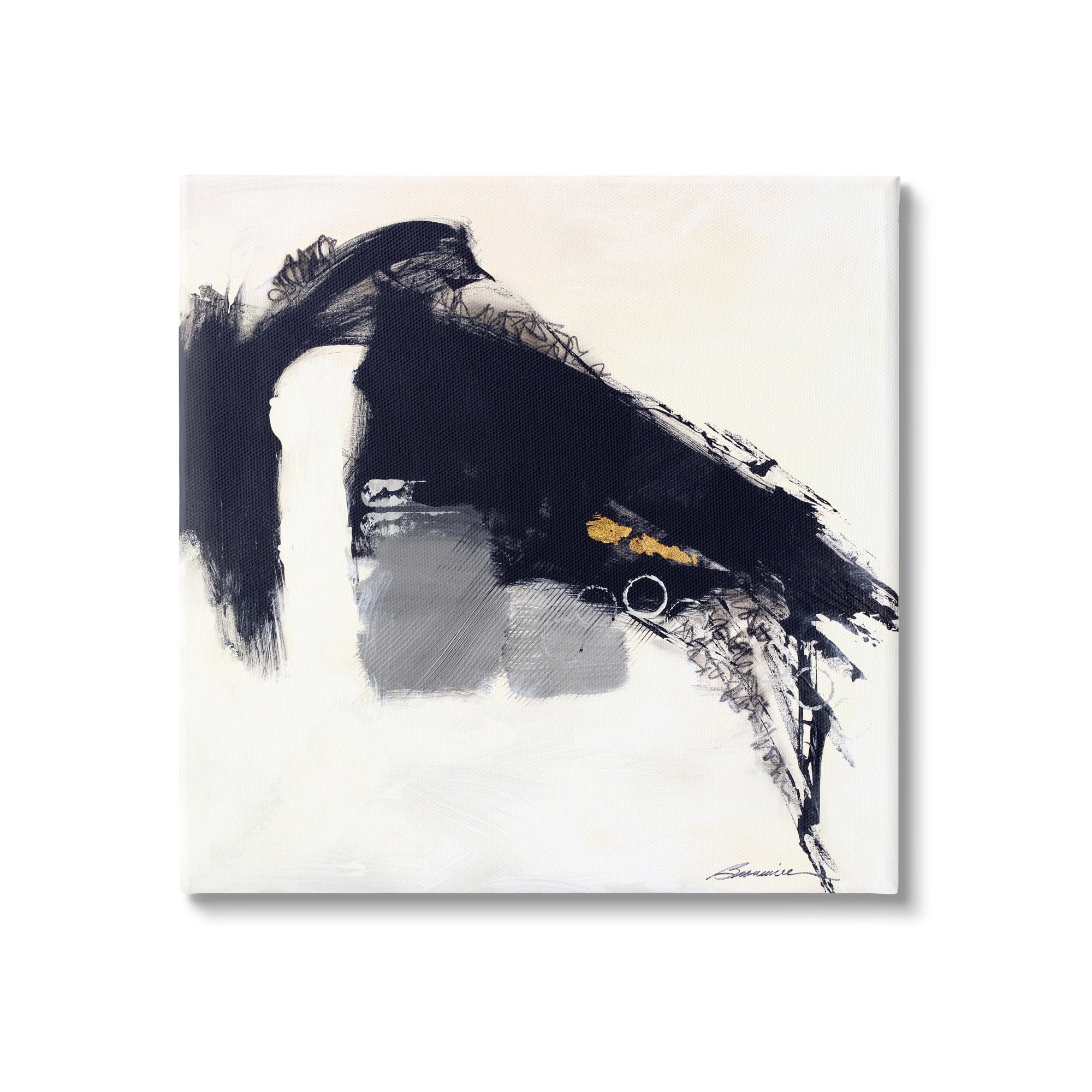 Stupell Industries Black Abstract Scribble Lines Circle Shape Detail Painting Gallery Wrapped Canvas Print Wall Art, Design by Beau Wild