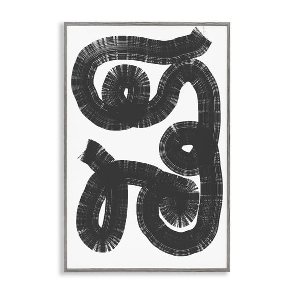 Stupell Industries Black And White Spiral Gray Framed Giclee Art design by Anna Lischenko, 18 x 12