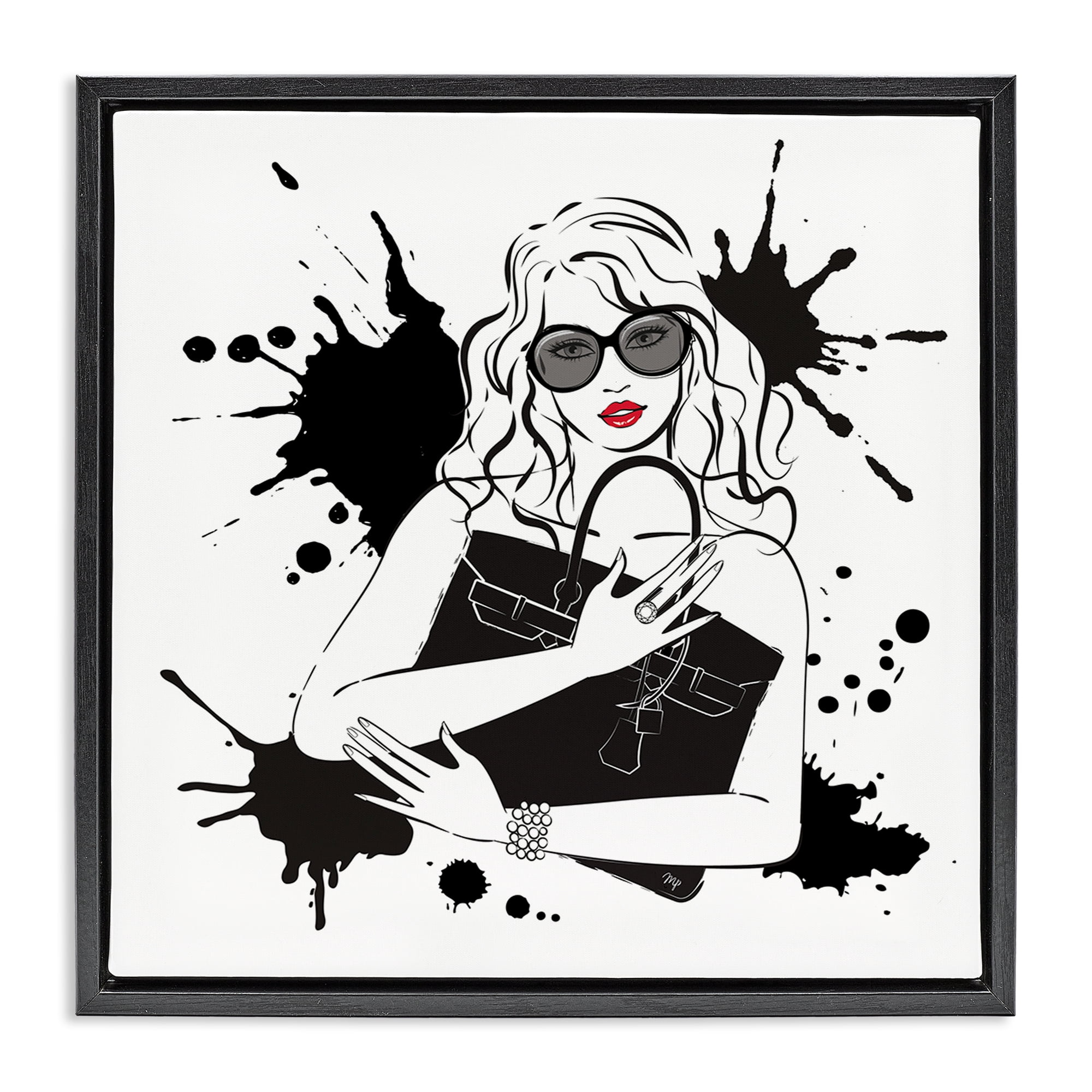 Stupell Industries Black Bag Elegance & Glamour Black Framed Floater Canvas Wall Art, design by Martina Pavlova