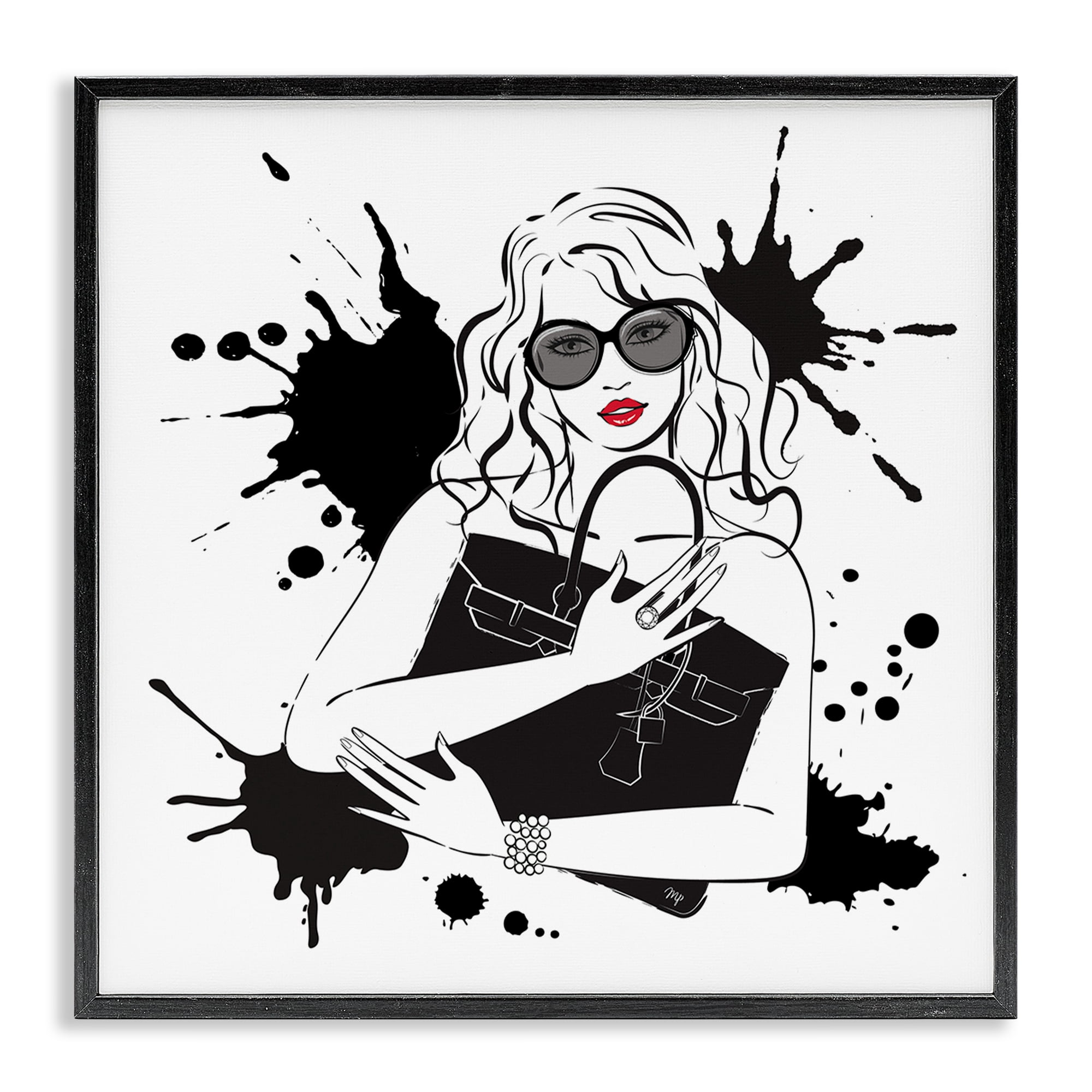 Stupell Industries Black Bag Elegance & Glamour Black Framed Giclee Art, design by Martina Pavlova