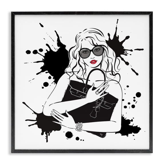 Stupell Industries Art Deco Black Bag Elegance & Glamour Black Framed Giclee Art, 17 x 17, by Martina Pavlova