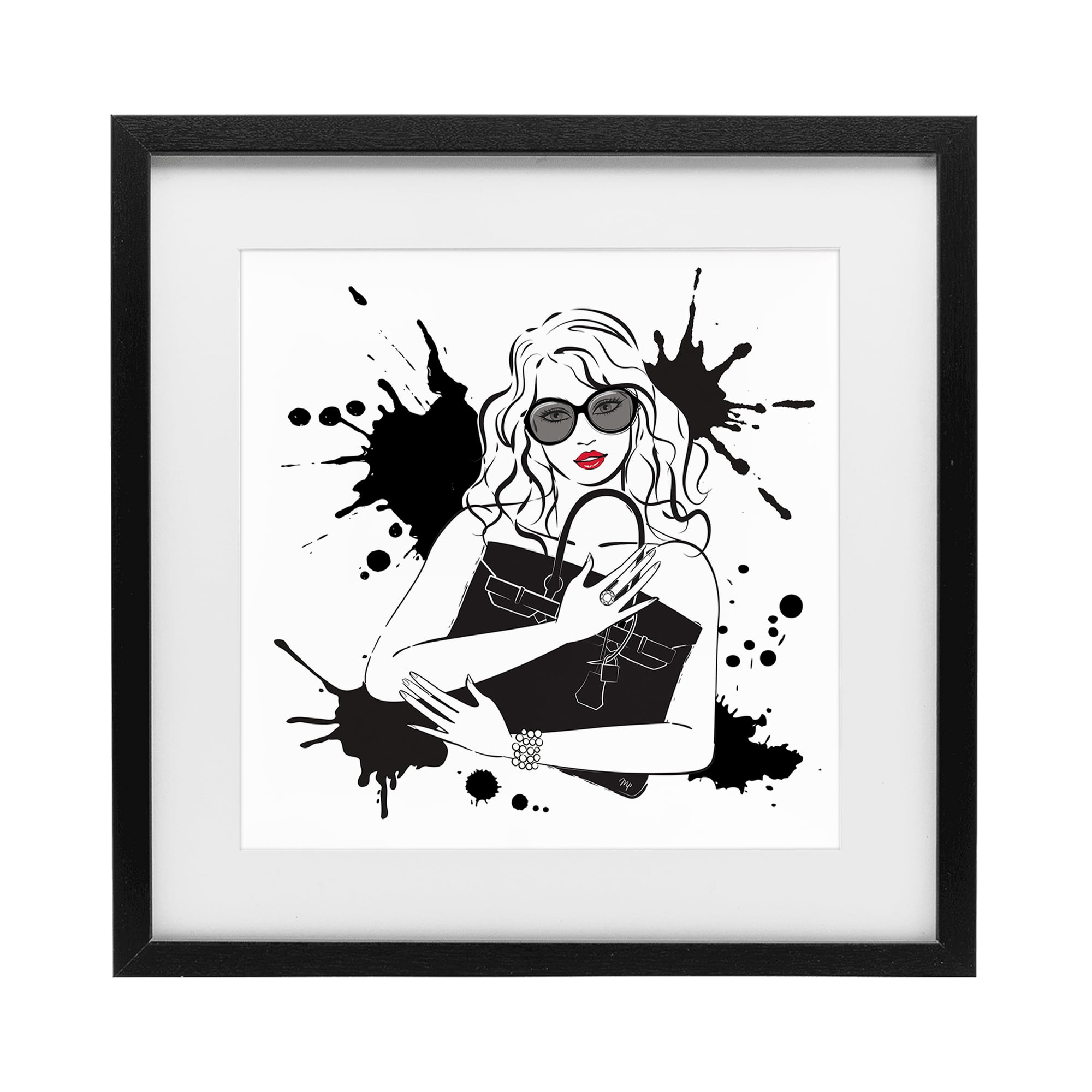 Stupell Industries Black Bag Elegance & Glamour Black Framed Print Under Glass, design by Martina Pavlova