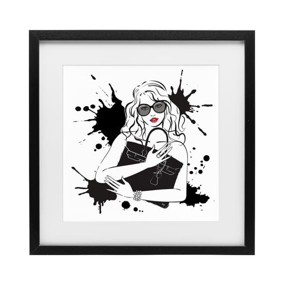 Stupell Industries Art Deco Black Bag Elegance & Glamour Black Framed Print Under Glass, 16 x 16, by Martina Pavlova