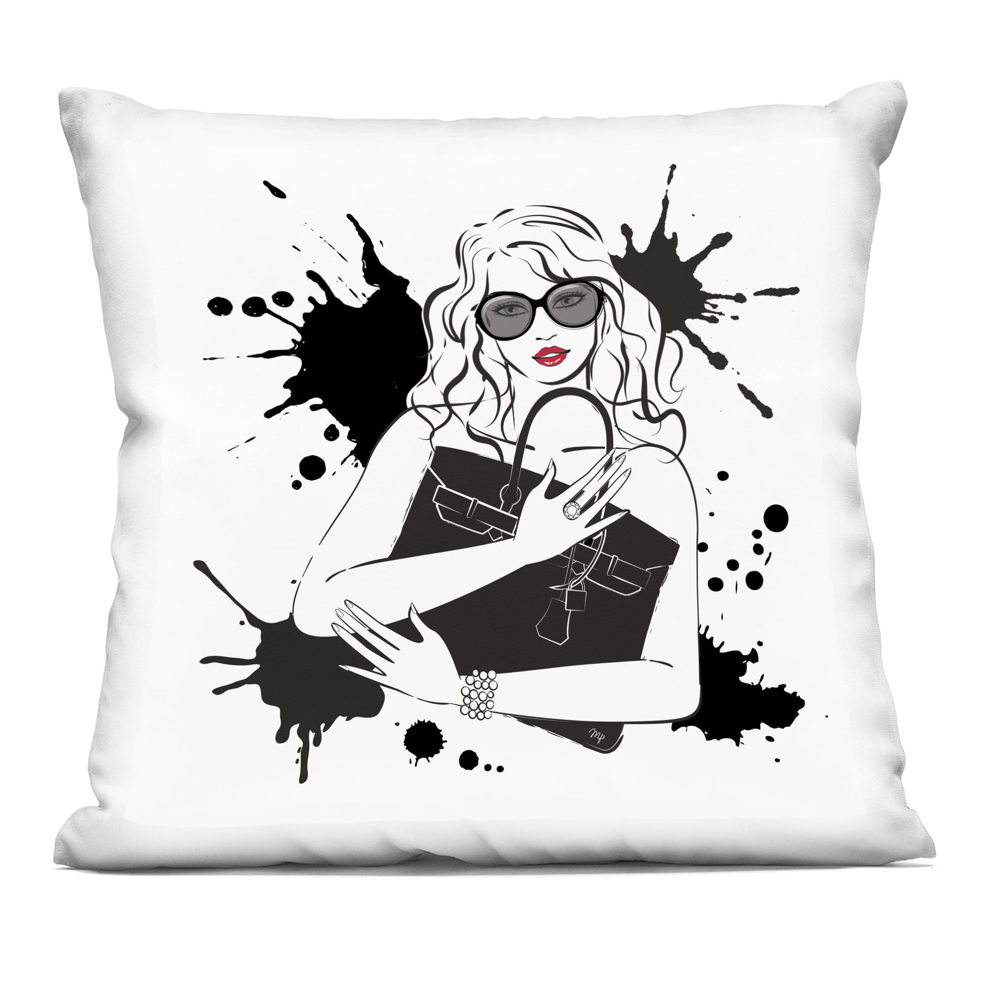 Stupell Industries Black Bag Elegance & Glamour Decorative Printed Throw Pillow, design by Martina Pavlova, 18 x 7 x 18