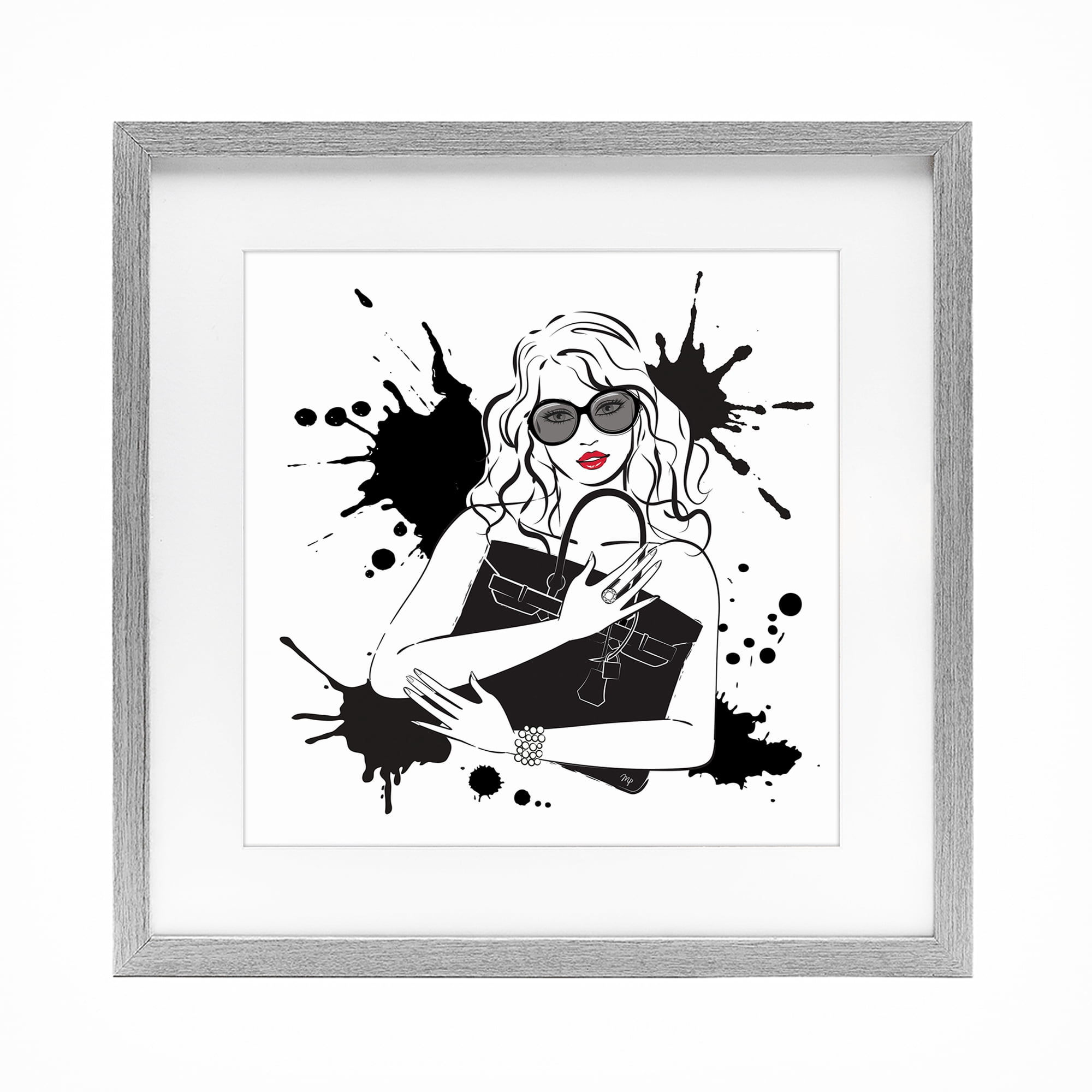 Stupell Industries Black Bag Elegance & Glamour Gray Framed Print Under Glass, design by Martina Pavlova