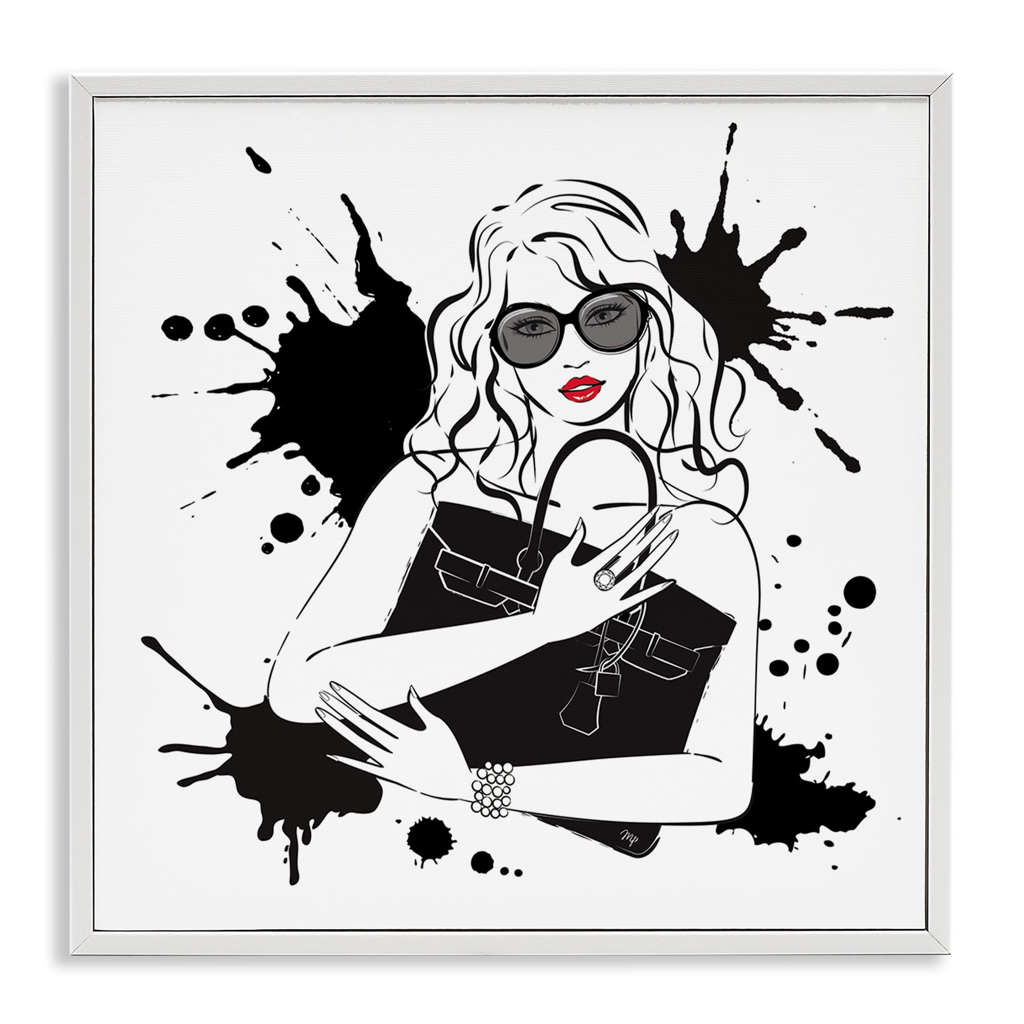 Stupell Industries Black Bag Elegance & Glamour White Framed Giclee Art, design by Martina Pavlova