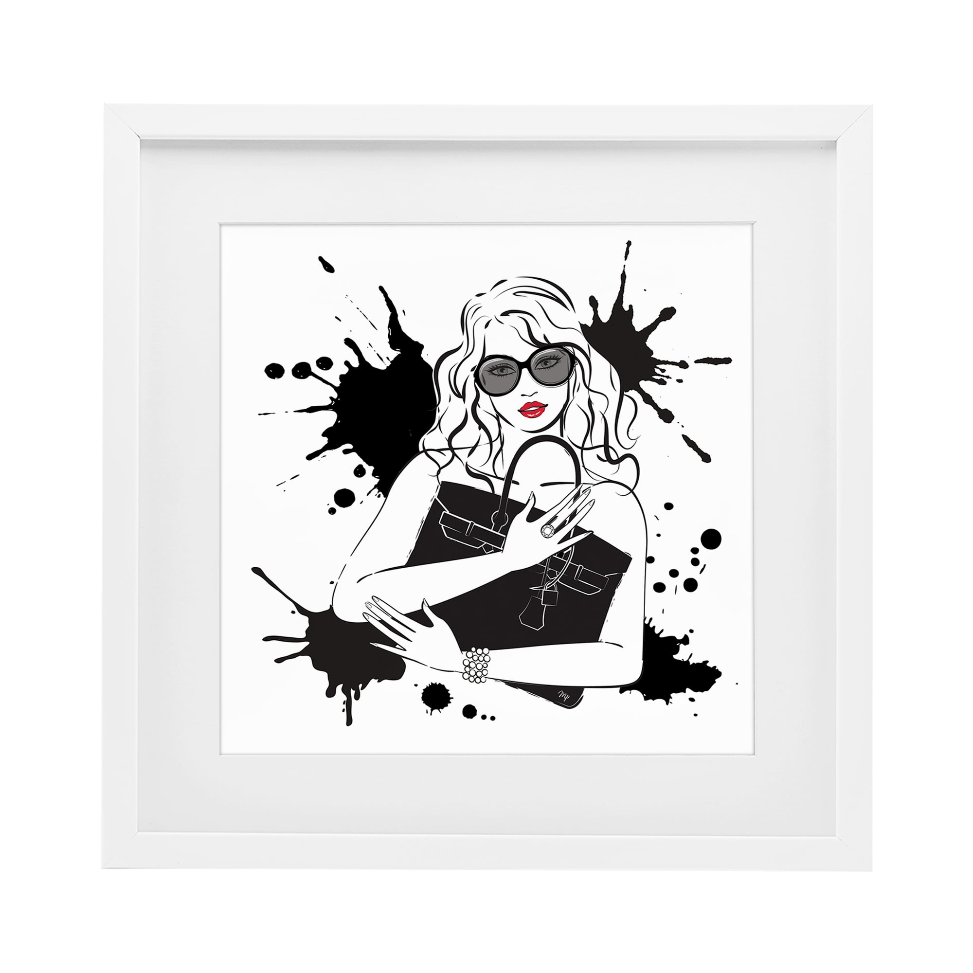 Stupell Industries Black Bag Elegance & Glamour White Framed Print Under Glass, design by Martina Pavlova