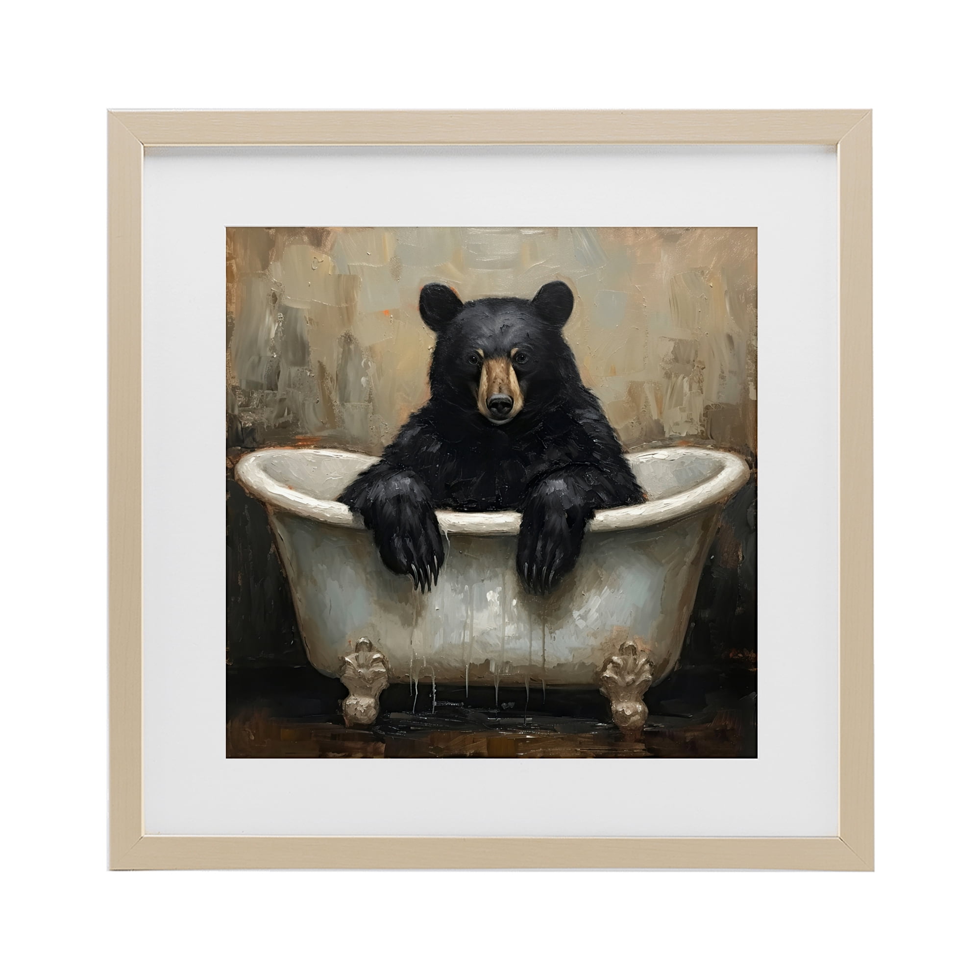 Stupell Industries Black Bear Bath Time Birch Framed Print Under Glass, design by Tina LeCour