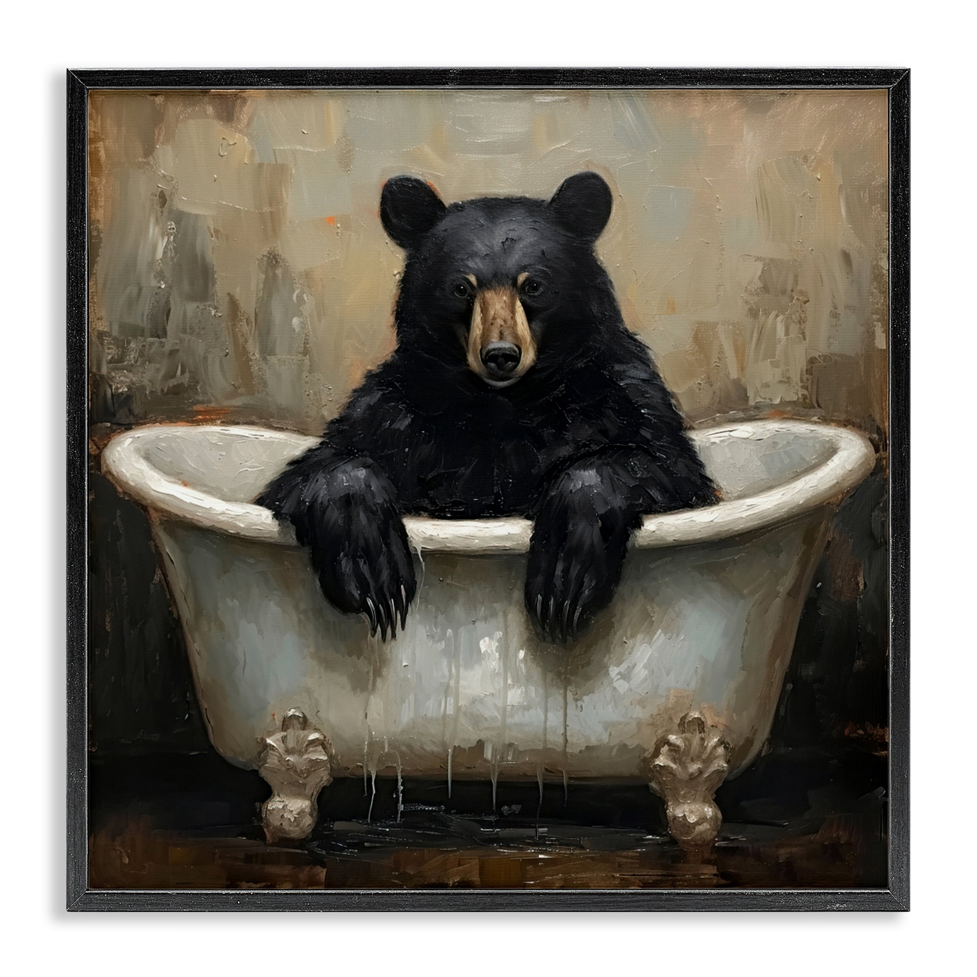 Stupell Industries Black Bear Bath Time Black Framed Giclee Art, design by Tina LeCour