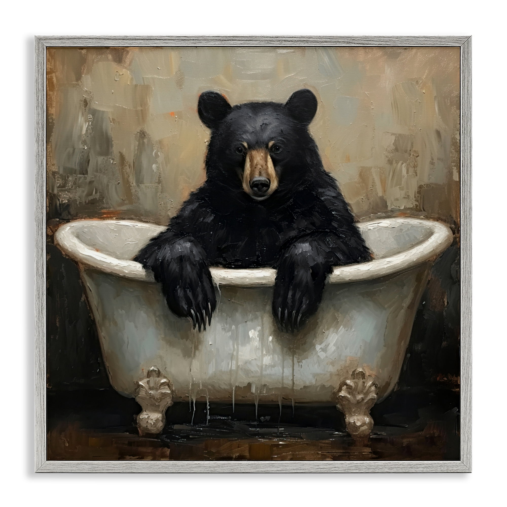 Stupell Industries Black Bear Bath Time Gray Framed Giclee Art, design by Tina LeCour