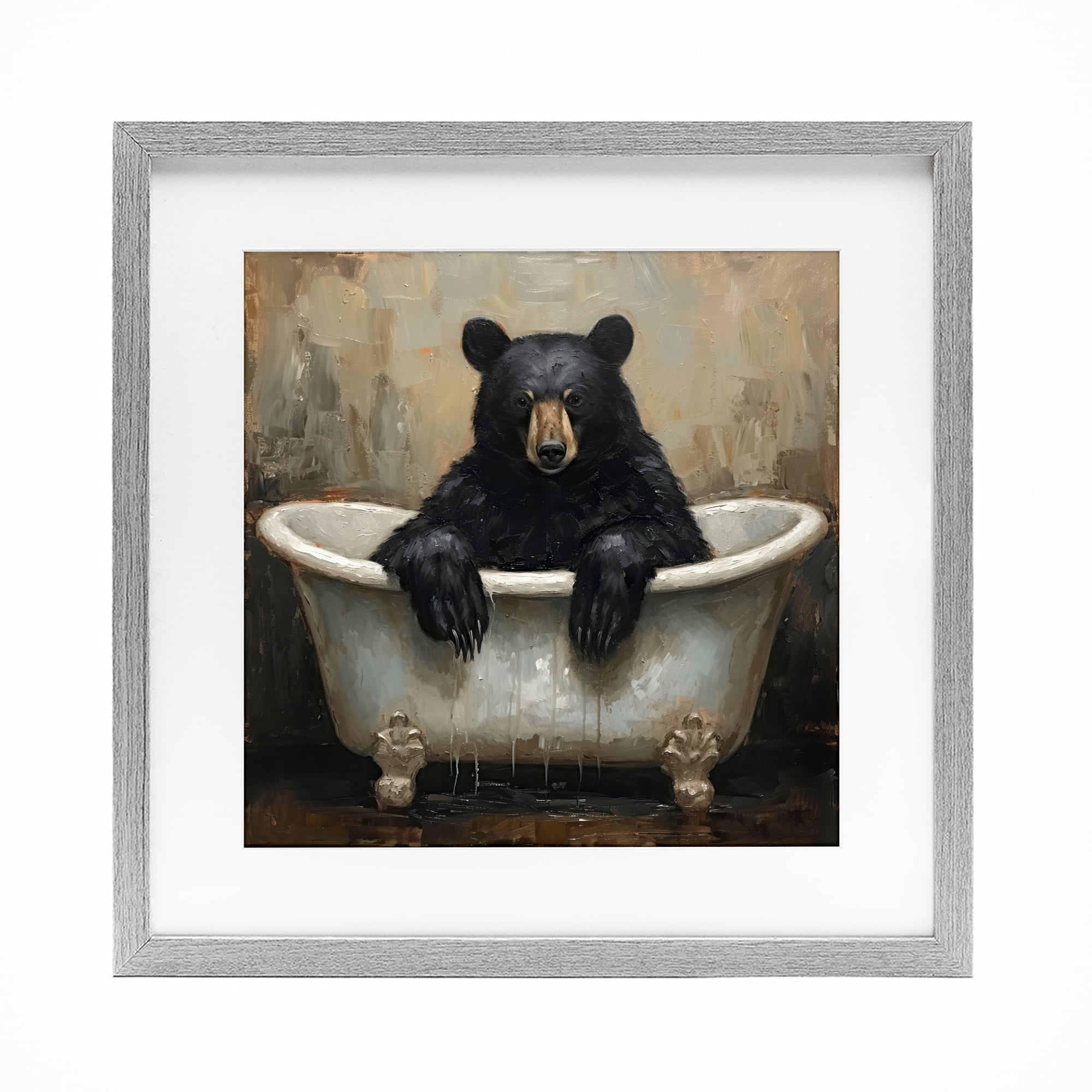 Stupell Industries Black Bear Bath Time Gray Framed Print Under Glass, design by Tina LeCour