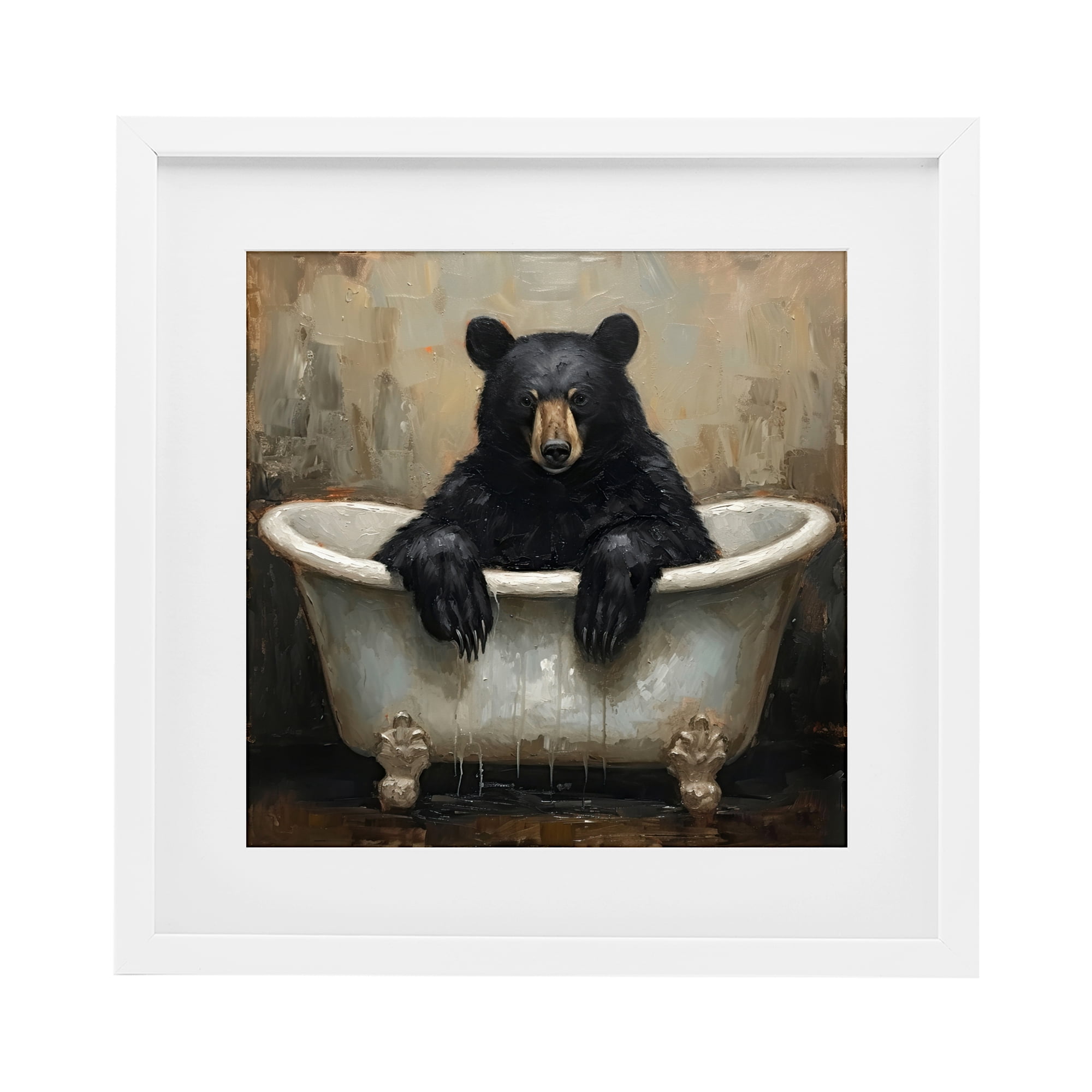 Stupell Industries Black Bear Bath Time White Framed Print Under Glass, design by Tina LeCour