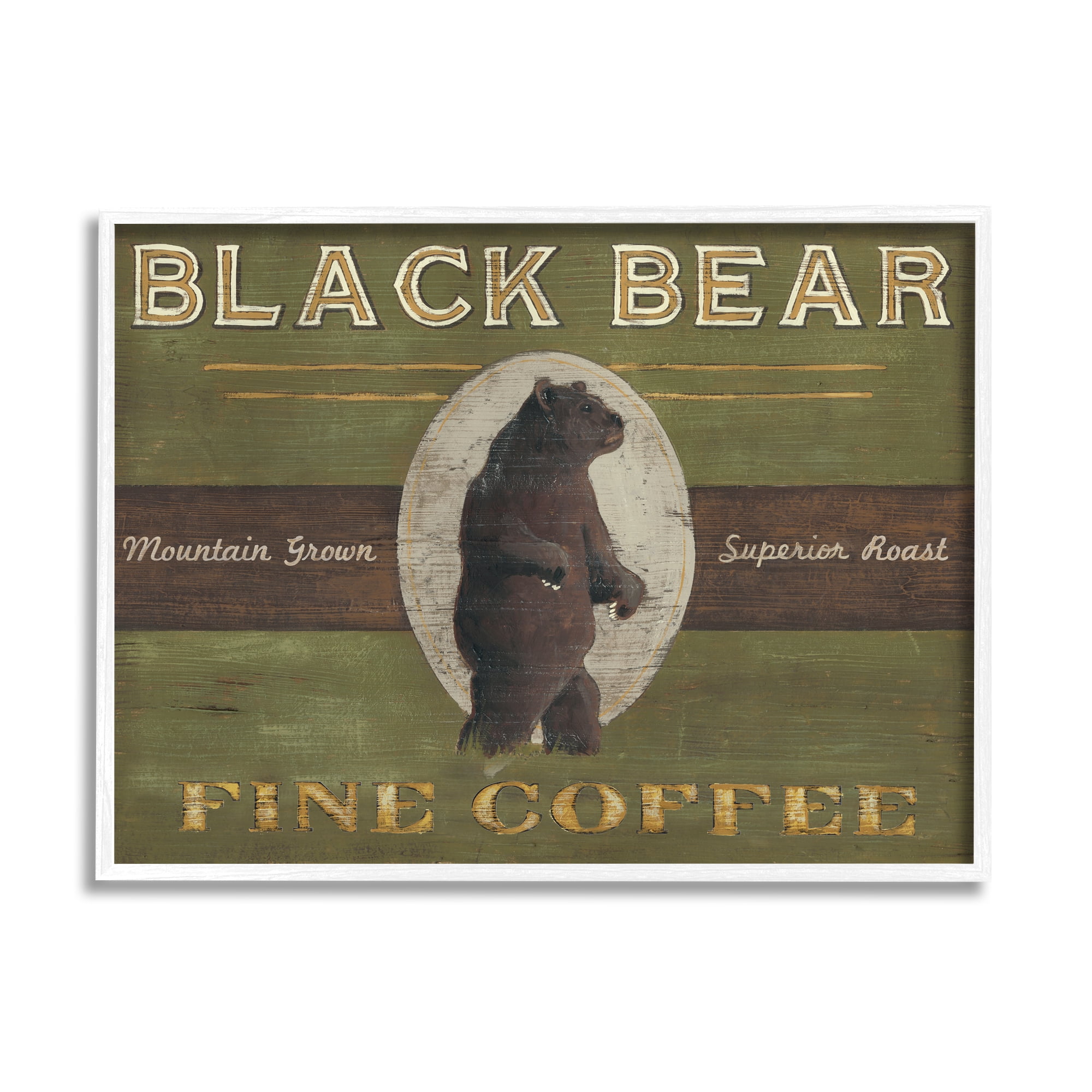Stupell Industries Black Bear Fine Coffee Rustic Kitchen Mountain Animal, 16 x 20, Design by June Erica Vess