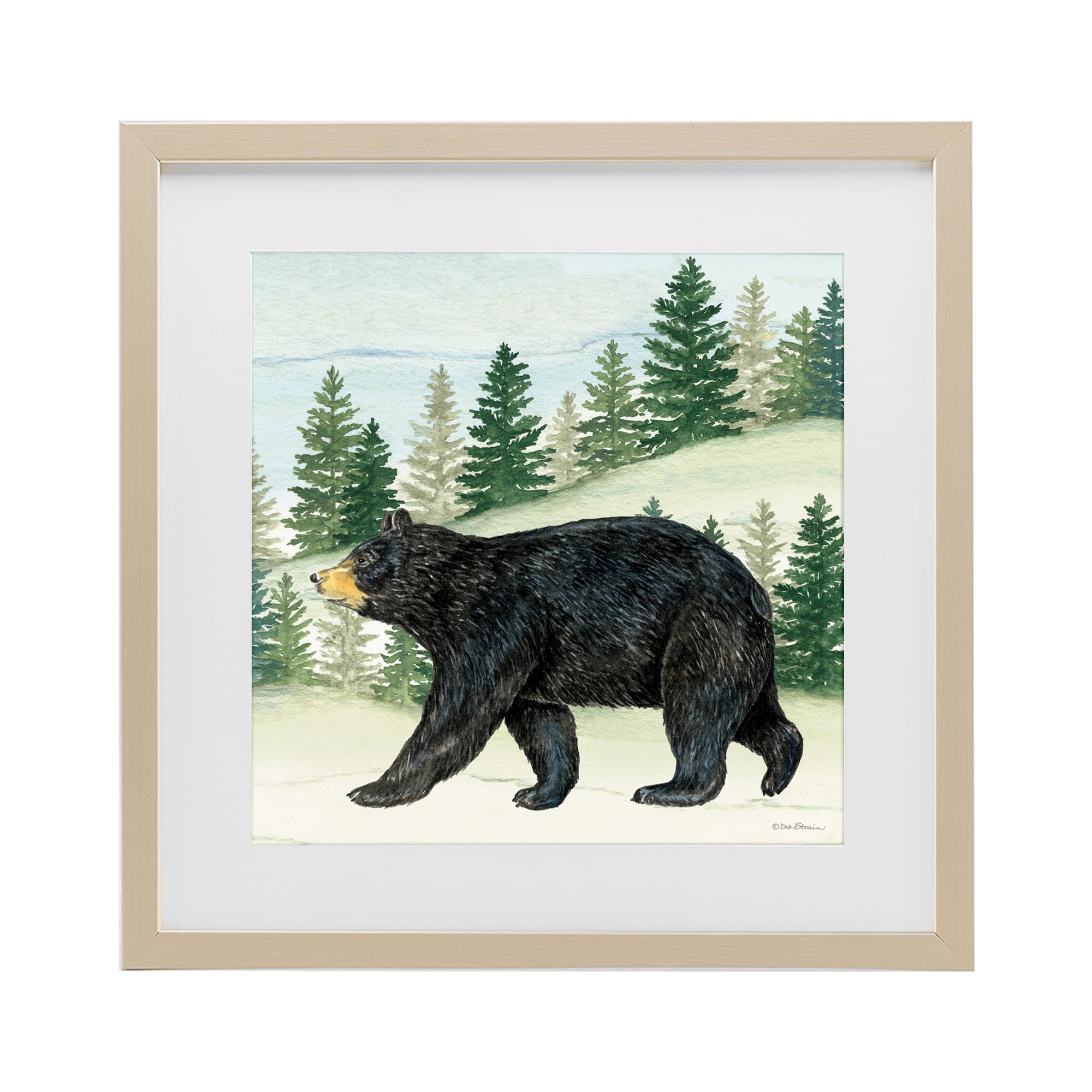 Stupell Industries Black Bear In Woods Birch Framed Print Under Glass, design by Deb Strain