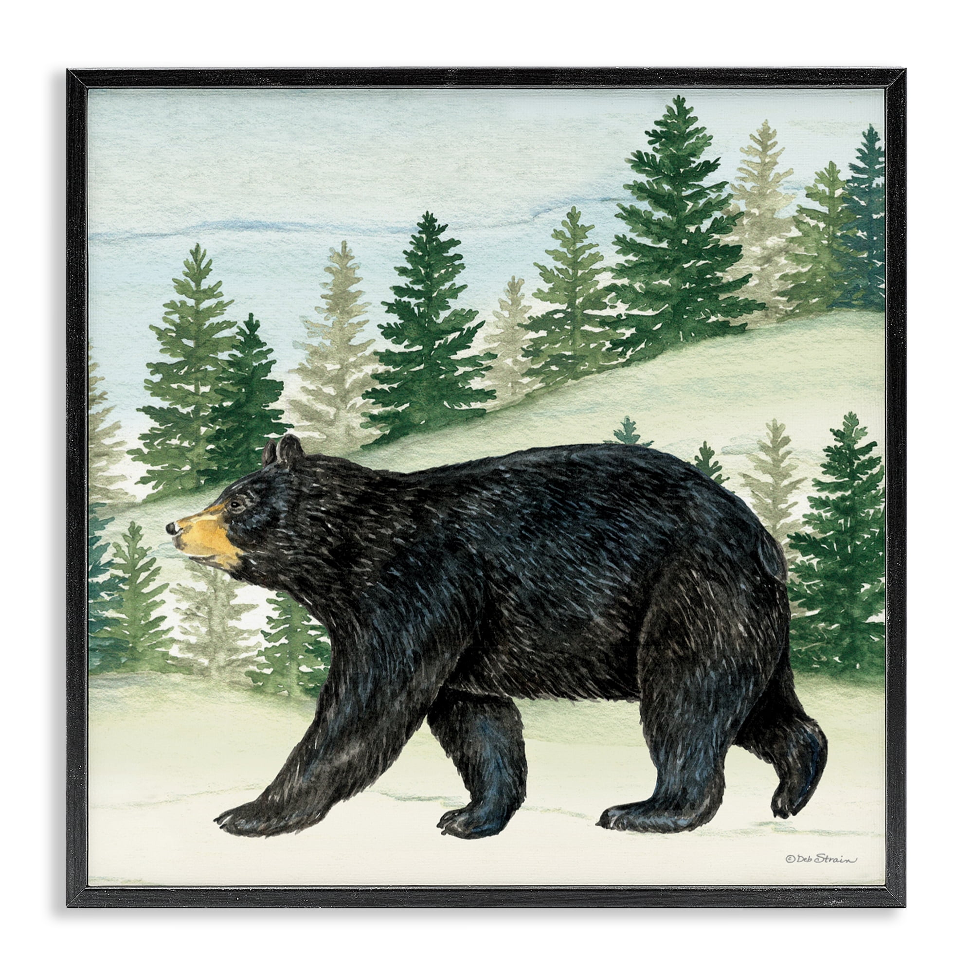 Stupell Industries Black Bear In Woods Black Framed Giclee Art, design by Deb Strain