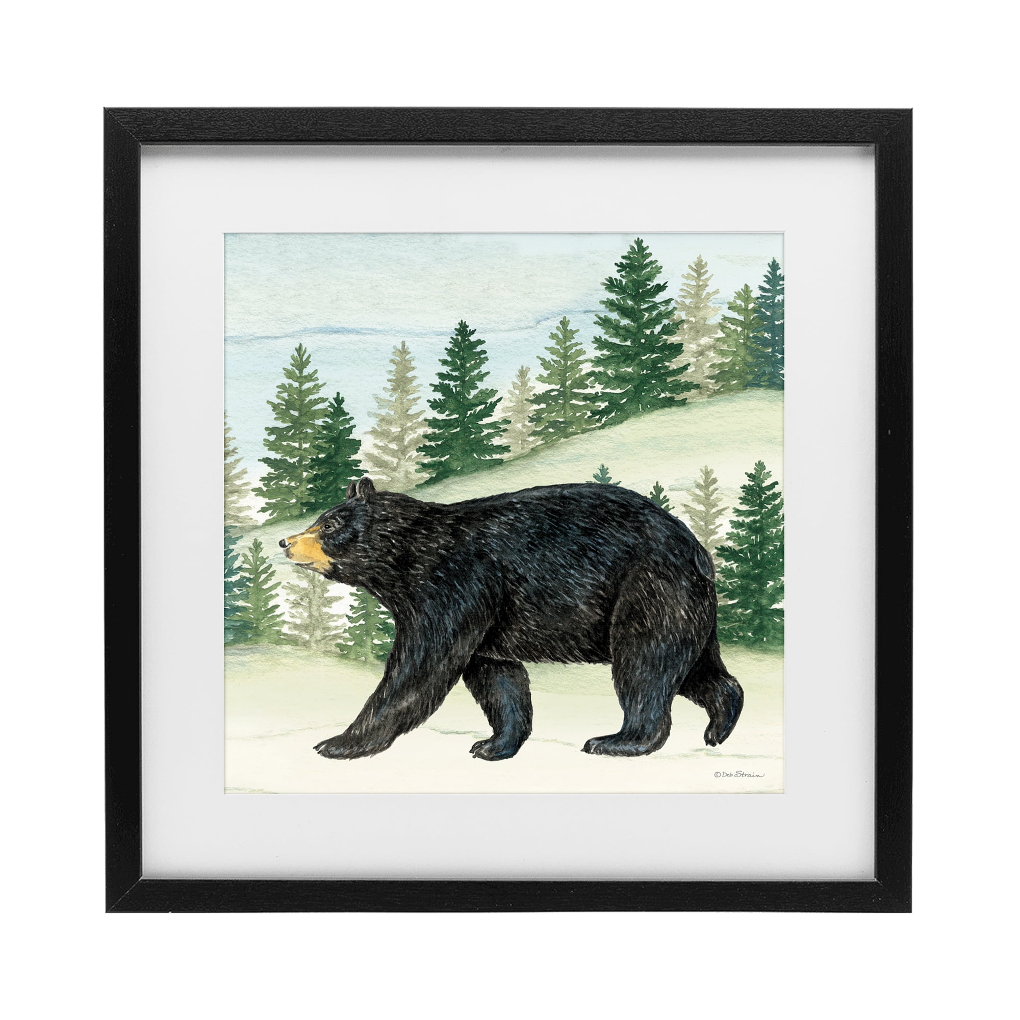 Stupell Industries Black Bear In Woods Black Framed Print Under Glass, design by Deb Strain