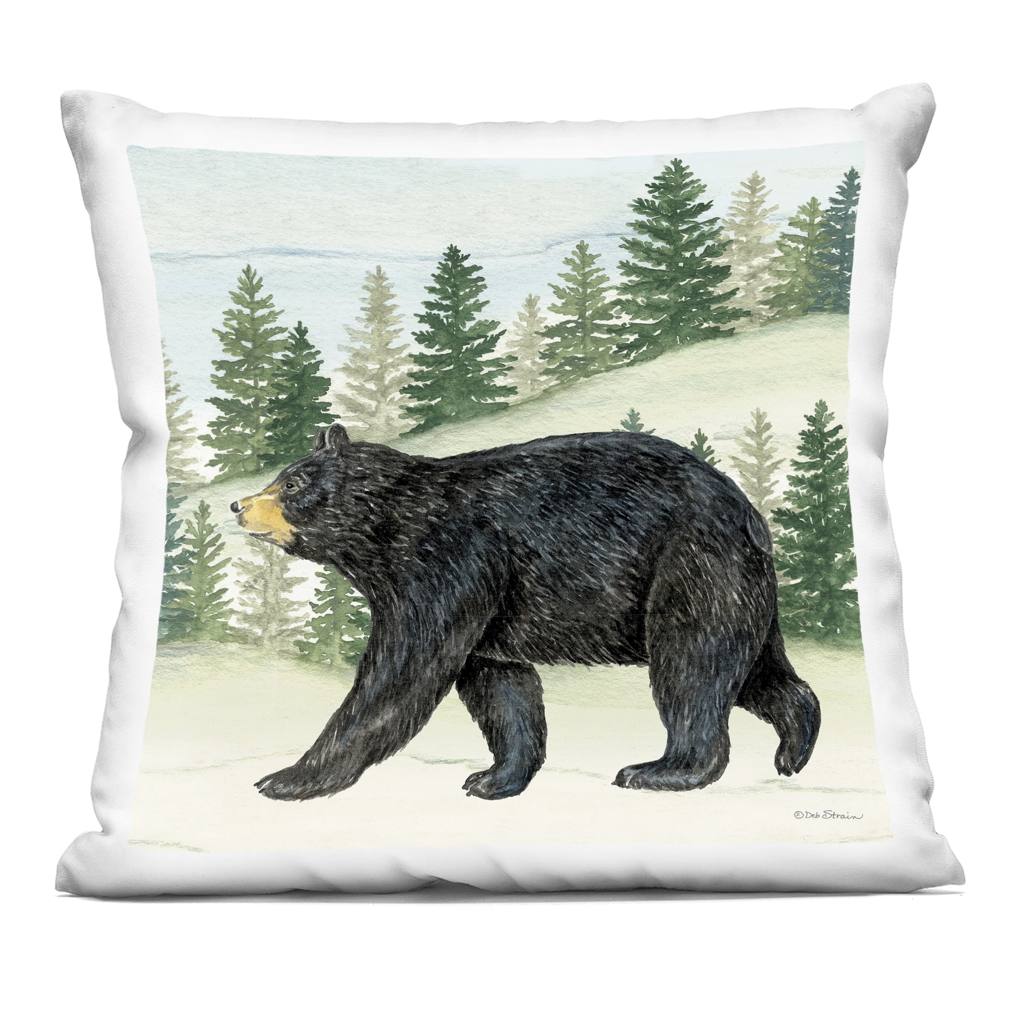 Stupell Industries Black Bear In Woods Decorative Printed Throw Pillow, design by Deb Strain