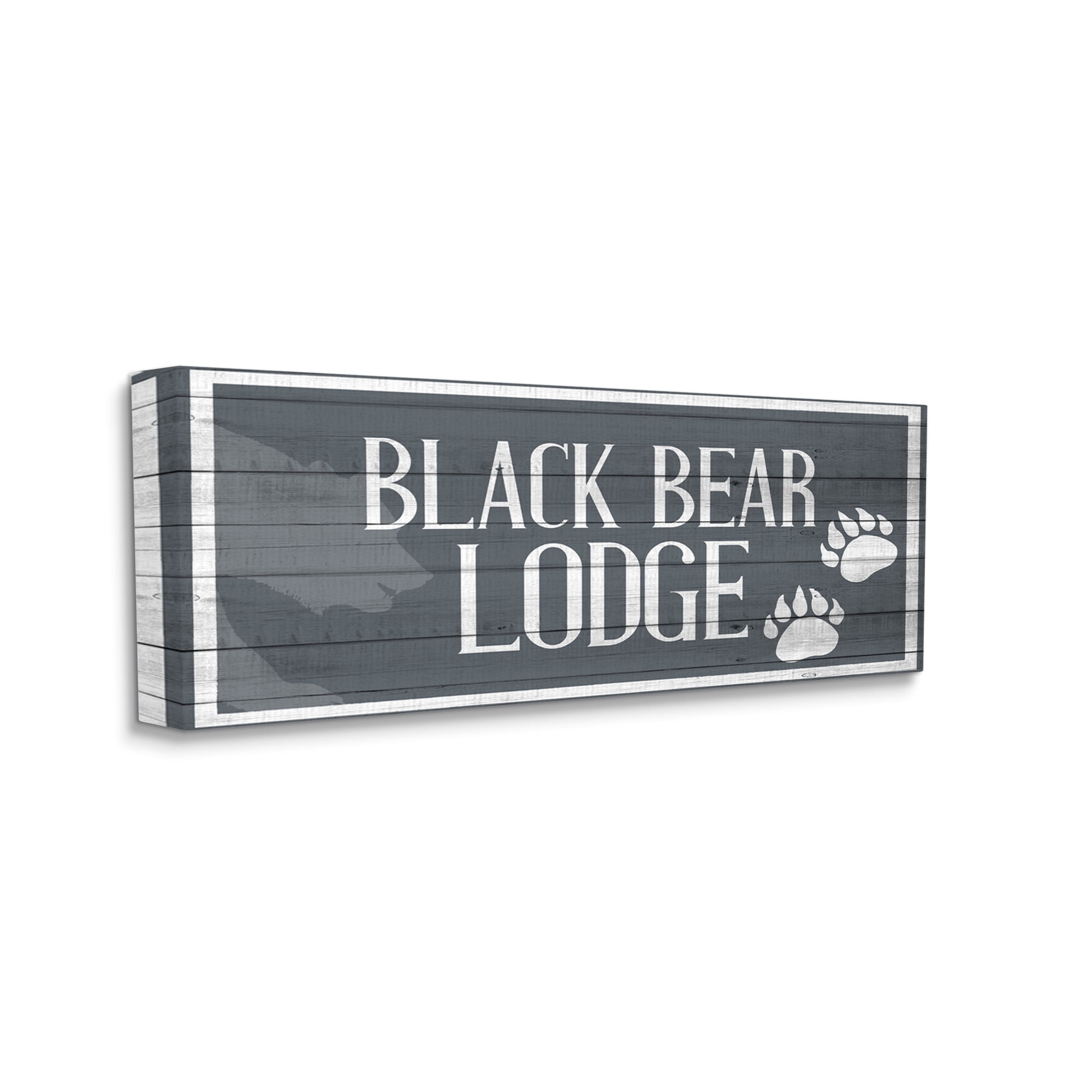 Stupell Industries Black Bear Lodge Sign Rustic Animal Footprints, 13 x 30, Design by Kim Allen