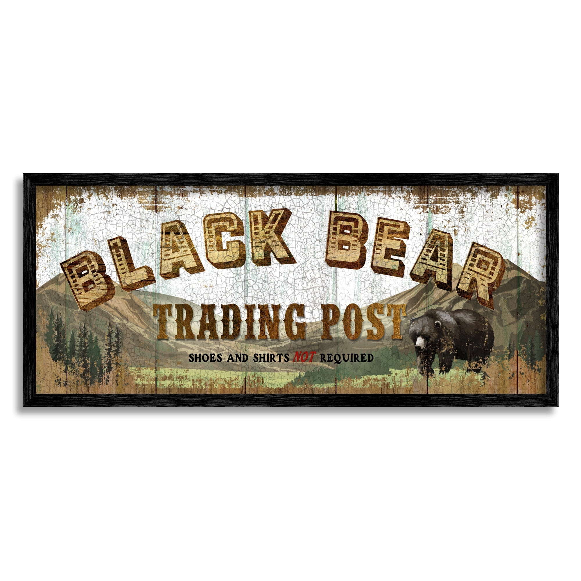 Stupell Industries Black Bear Trading Post Rustic Forest Animal, 13 x 30, Design by Conrad Knutsen