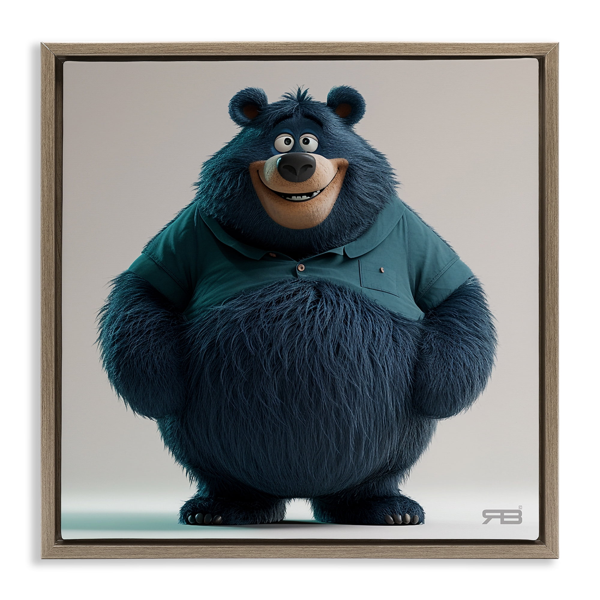 Stupell Industries Black Bear with Shirt Animals Painting Brown Floater Framed Canvas Art Print Wall Art, 18 x 18