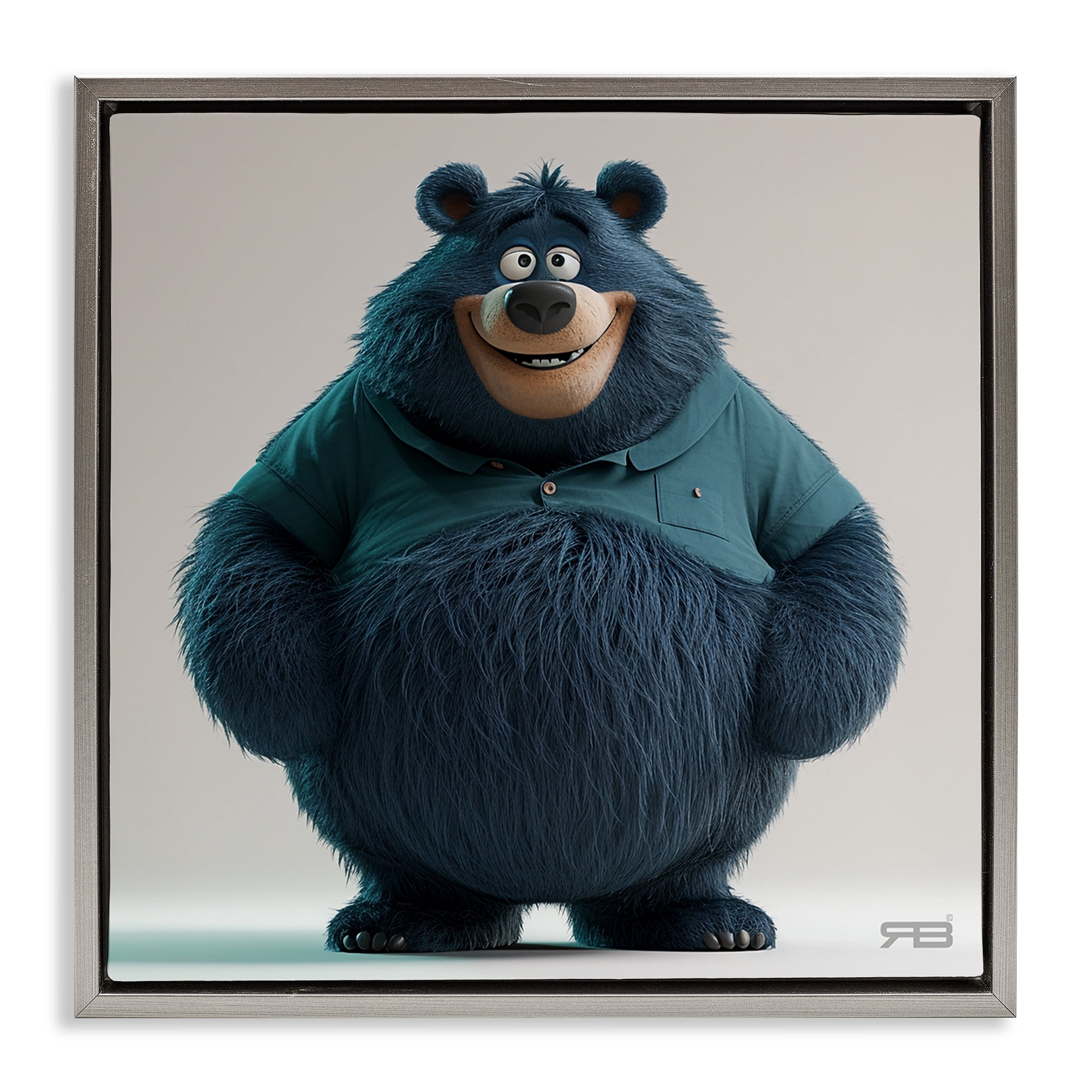 Stupell Industries Black Bear with Shirt Animals Painting Gray Floater Framed Canvas Art Print Wall Art, 25 x 25