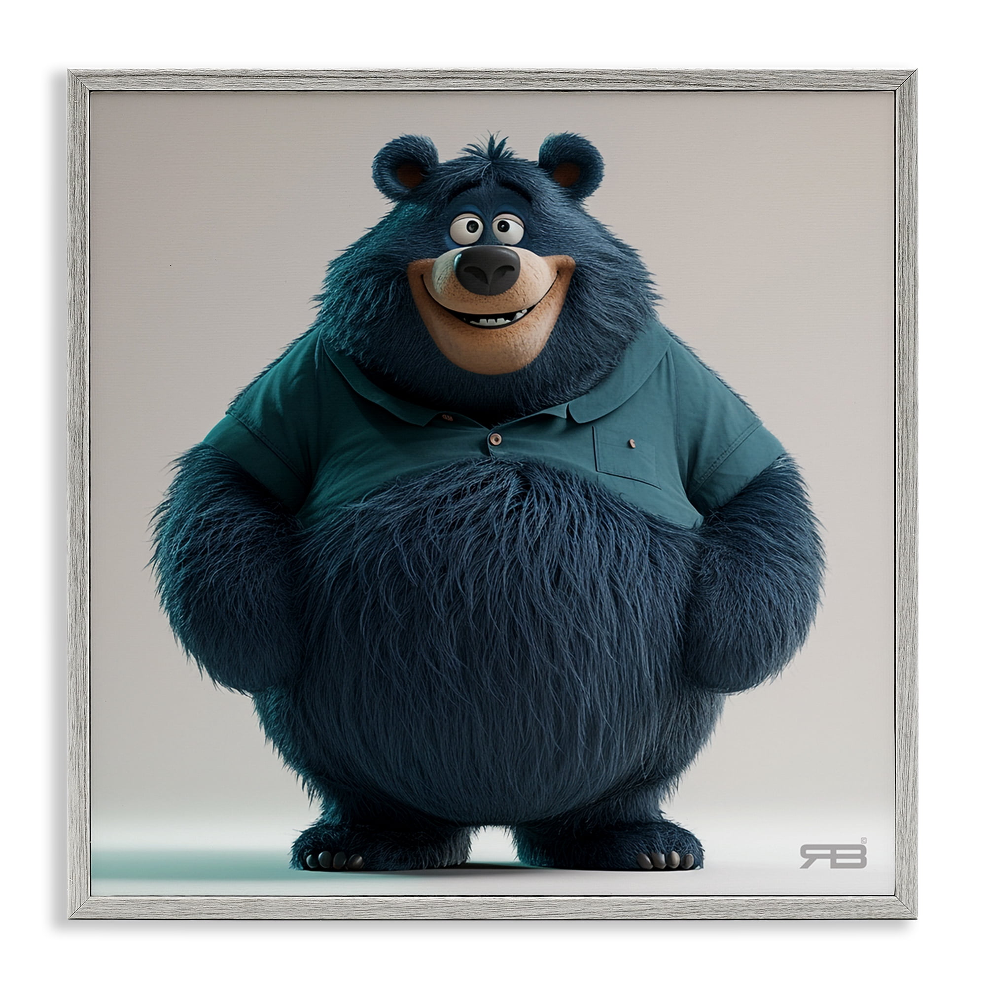 Stupell Industries Black Bear with Shirt Animals Painting Gray Framed Art Print Wall Art, 17 x 17