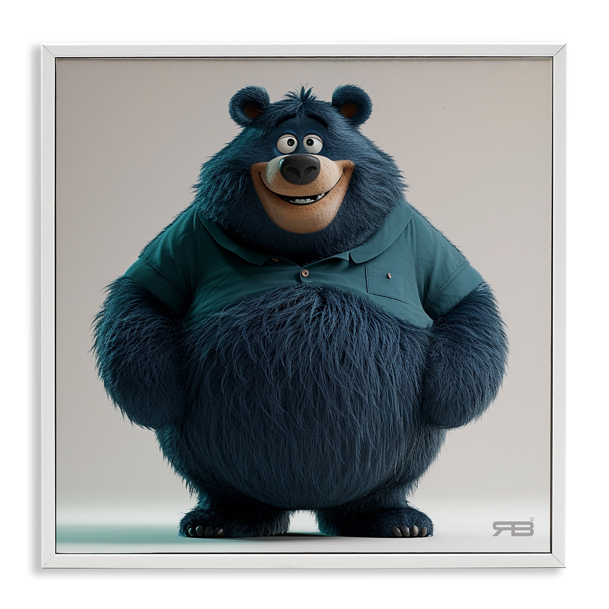 Stupell Industries Black Bear with Shirt Animals Painting White Framed Art Print Wall Art, 12 x 12