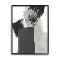 Stupell Industries Black & Beige Abstract Abstract Painting Black Framed Art Print Wall Art, 11 x 14