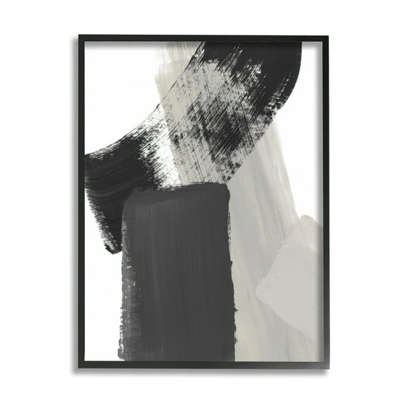 Stupell Industries Black & Beige Abstract Abstract Painting Black Framed Art Print Wall Art, 11 x 14
