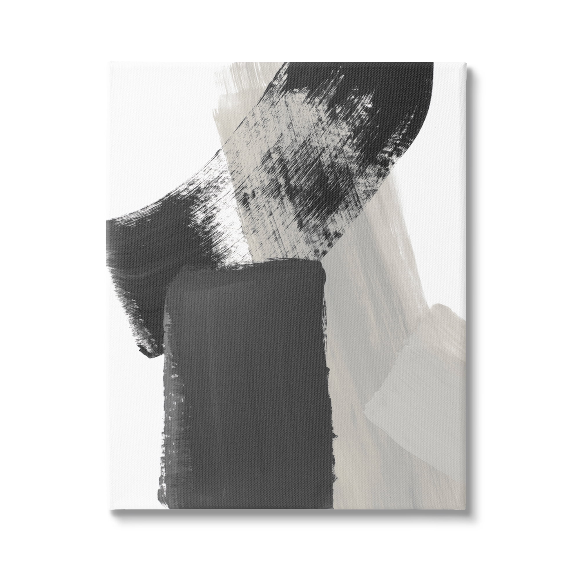 Stupell Industries Black & Beige Abstract Abstract Painting Gallery Wrapped Canvas Print Wall Art, 16 x 20