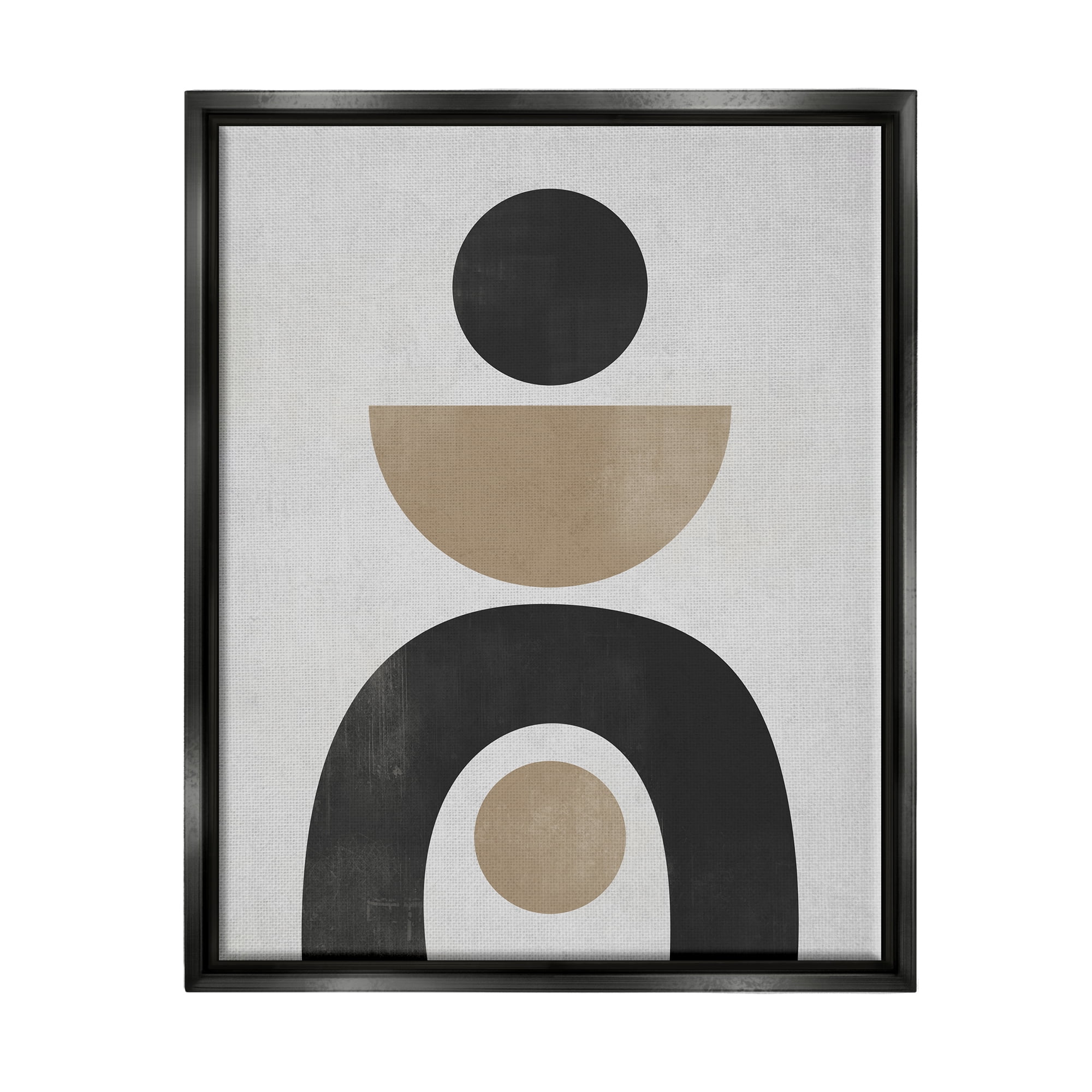 Stupell Industries Black & Beige Arch Shapes Abstract Painting Black Floater Framed Canvas Art Print Wall Art, 17 x 21