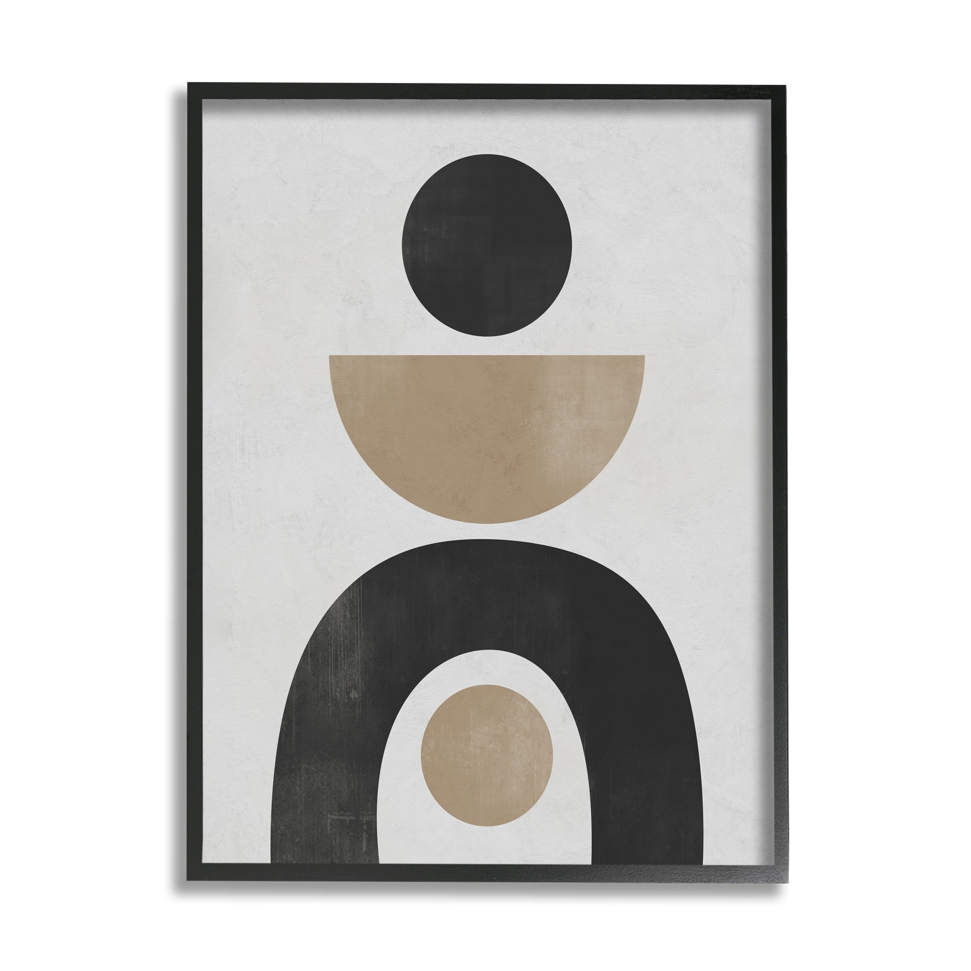 Stupell Industries Black & Beige Arch Shapes Abstract Painting Black Framed Art Print Wall Art, 24 x 30