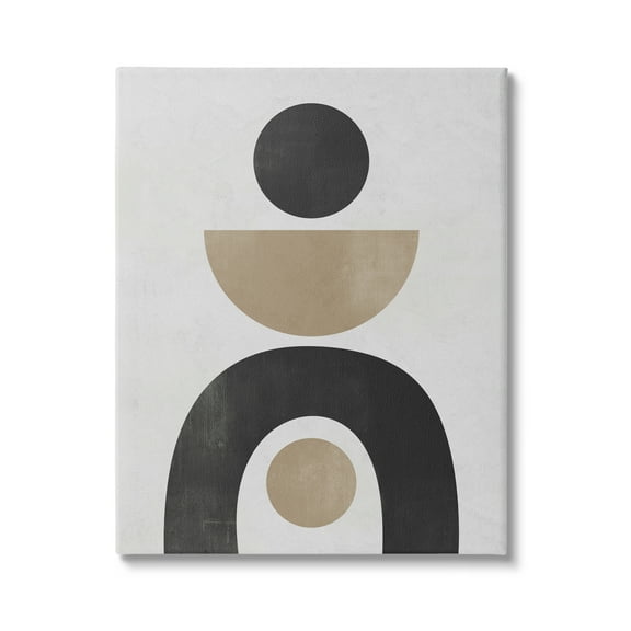 Stupell Industries Black & Beige Arch Shapes Abstract Painting Gallery Wrapped Canvas Art Print Wall Art, 16 x 20