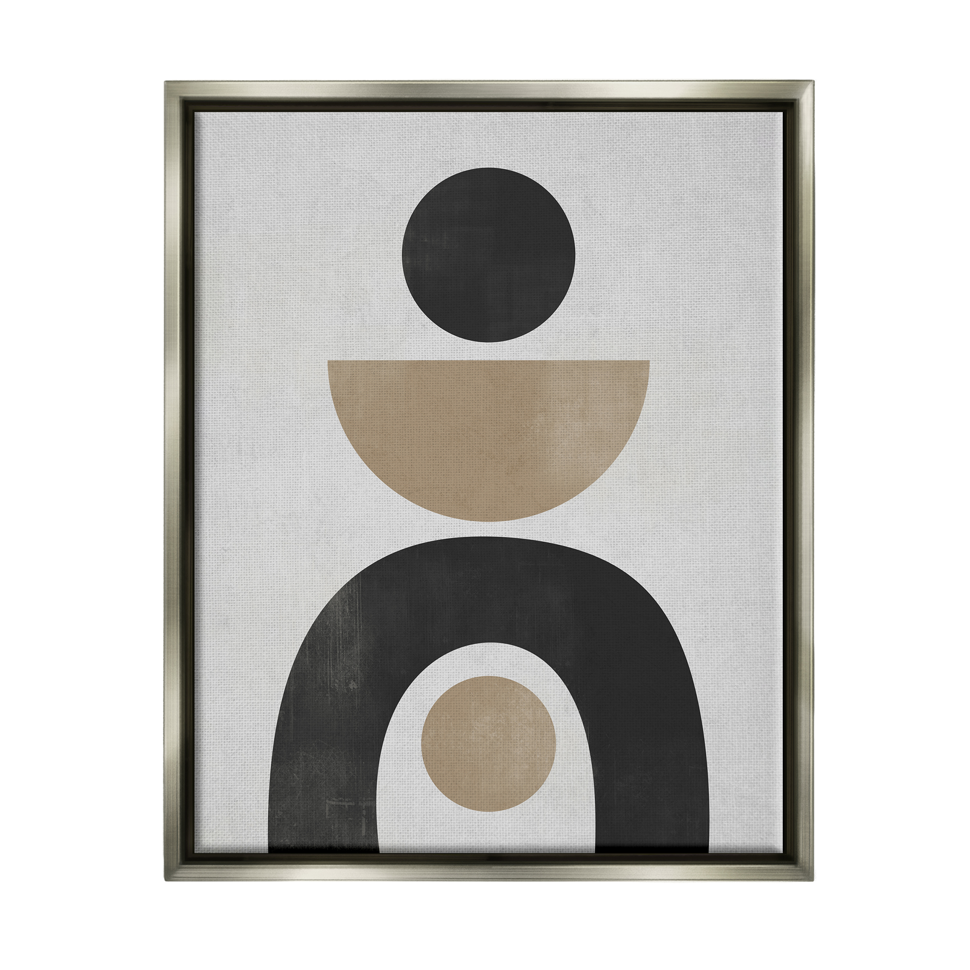 Stupell Industries Black & Beige Arch Shapes Abstract Painting Gray Floater Framed Canvas Art Print Wall Art, 17 x 21