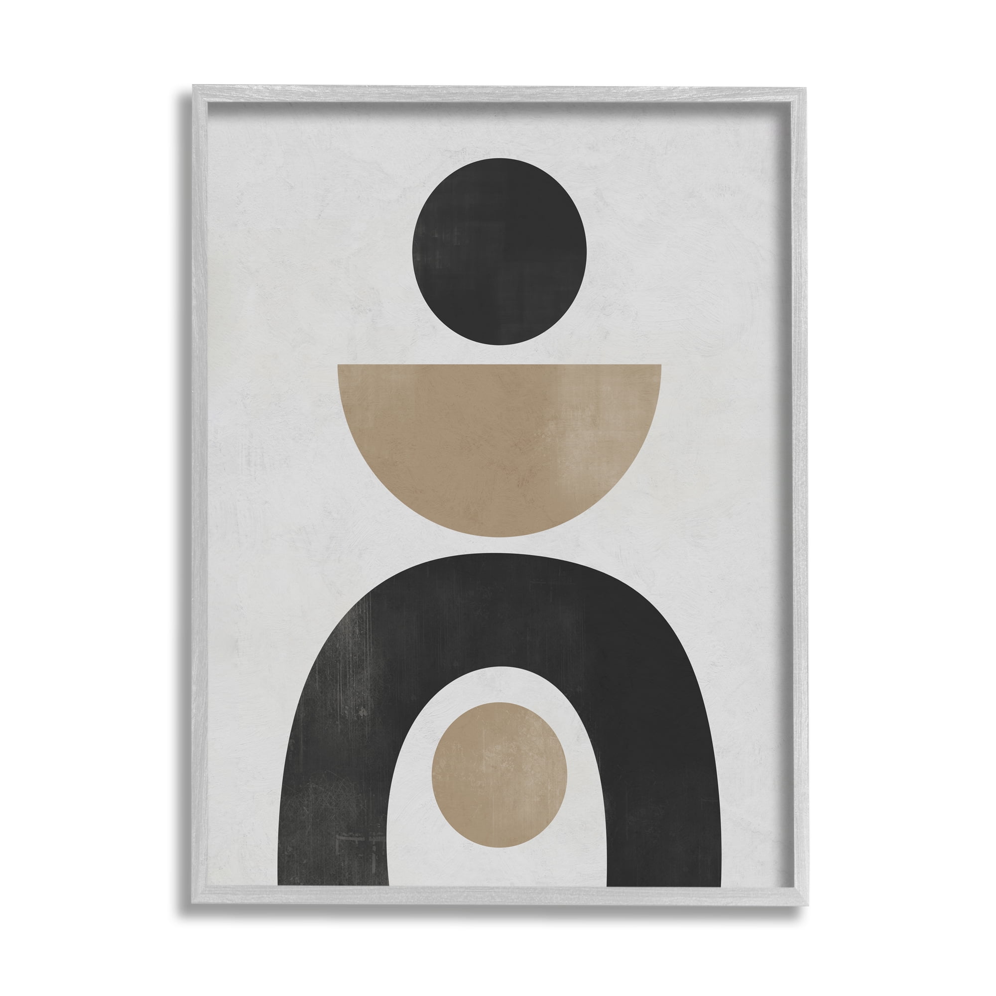Stupell Industries Black & Beige Arch Shapes Abstract Painting Gray Framed Art Print Wall Art, 24 x 30