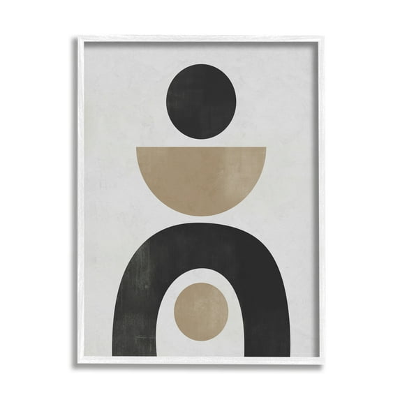 Stupell Industries Black & Beige Arch Shapes Abstract Painting White Framed Art Print Wall Art, 11 x 14