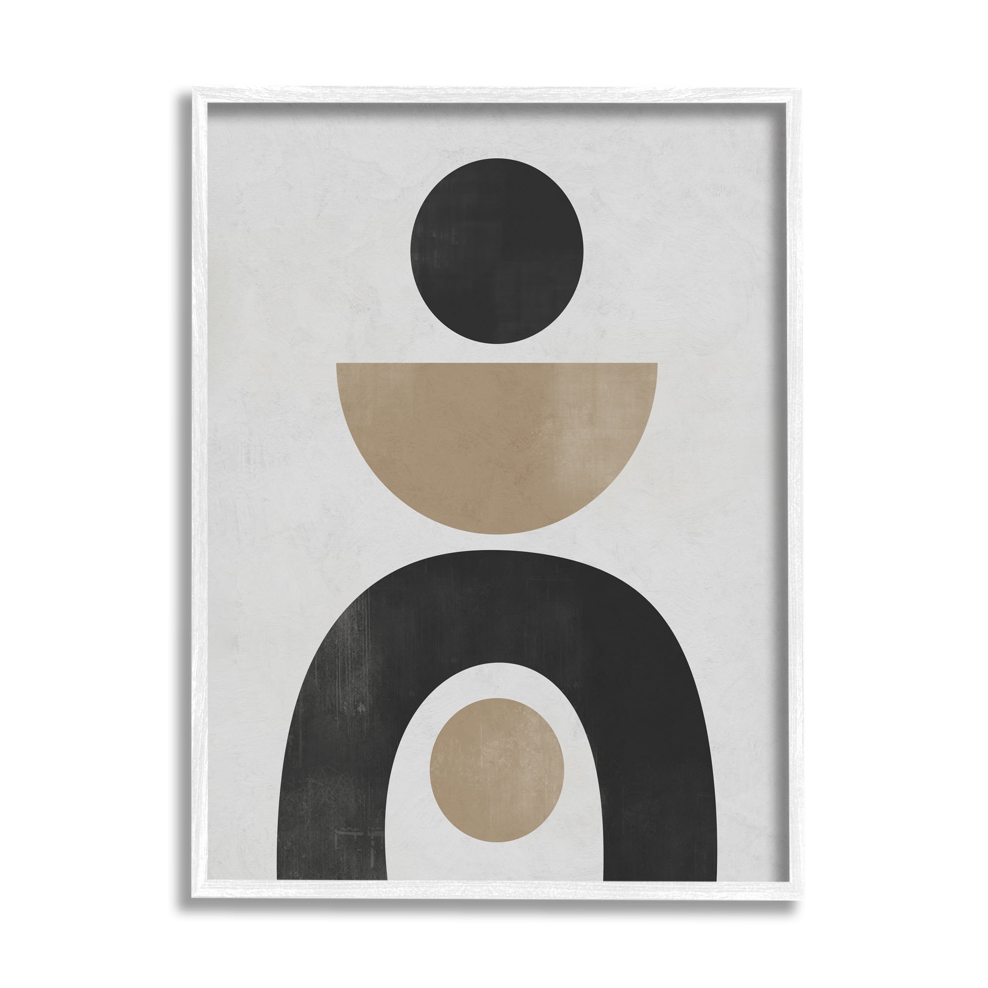 Stupell Industries Black & Beige Arch Shapes Abstract Painting White Framed Art Print Wall Art, 16 x 20