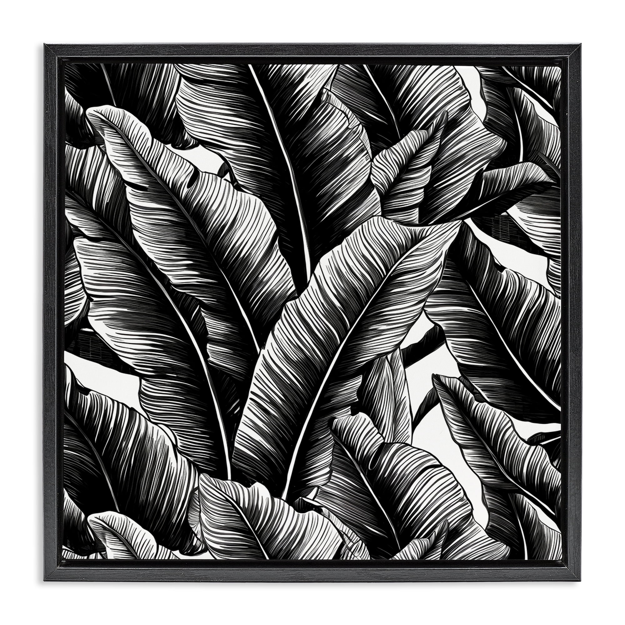 Stupell Industries Black Bold Fronds Botanical & Floral Painting Black Floater Framed Art Print Wall Art, 25 x 25