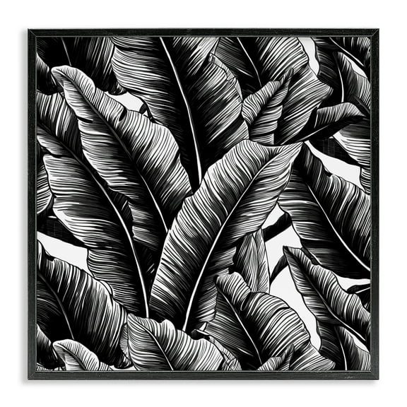 Stupell Industries Black Bold Fronds Botanical & Floral Painting Black Framed Art Print Wall Art, 12 x 12